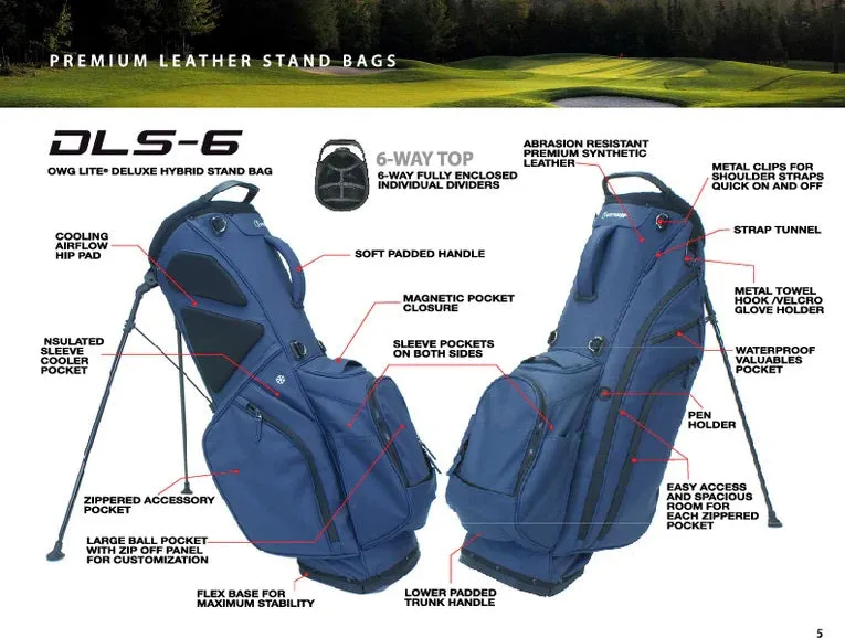 1WithGolf Ultra-Premium Synthetic Leather 6 way Stand bag