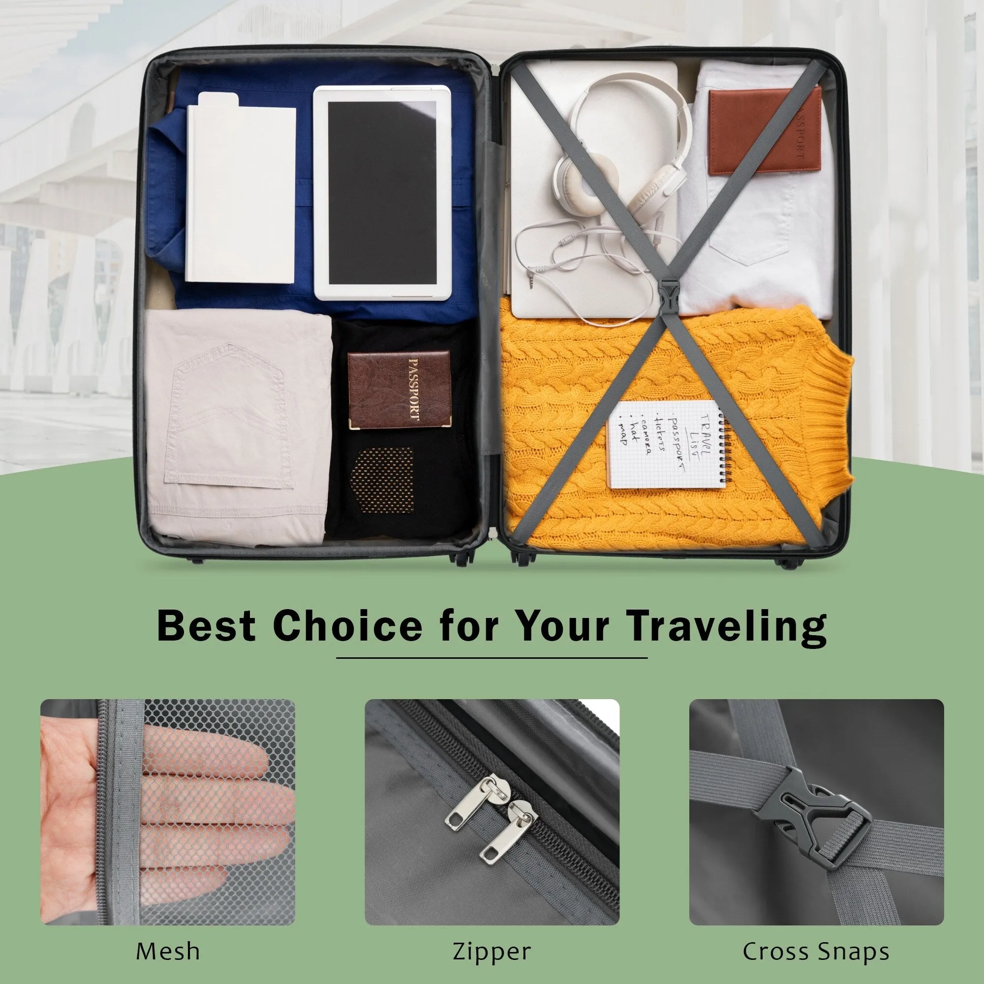 2 Piece Luggage Set with Expandable Bags and TSA Lock, Hardsided Suitcase with 360 Degree Spinner Wheels (20"/28")