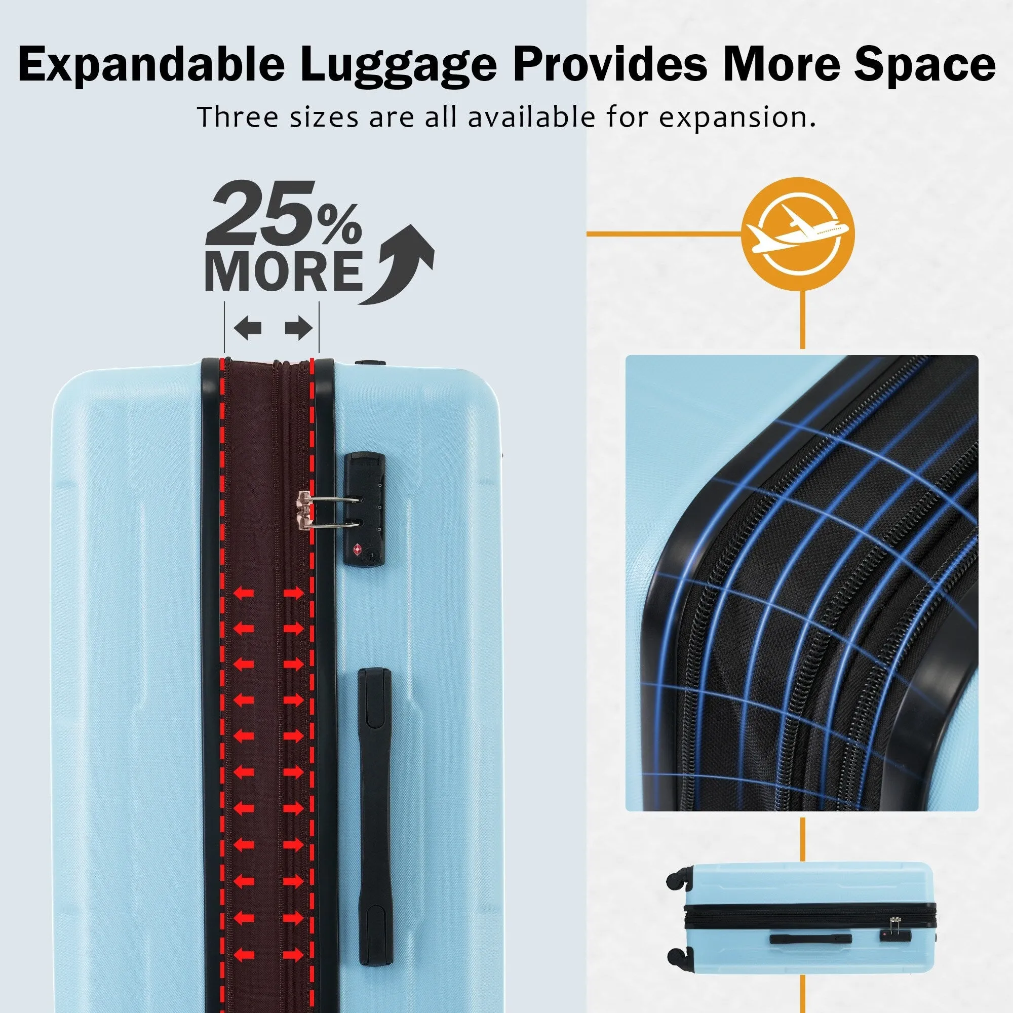 2 Piece Luggage Set with Expandable Bags and TSA Lock, Hardsided Suitcase with 360 Degree Spinner Wheels (20"/28")