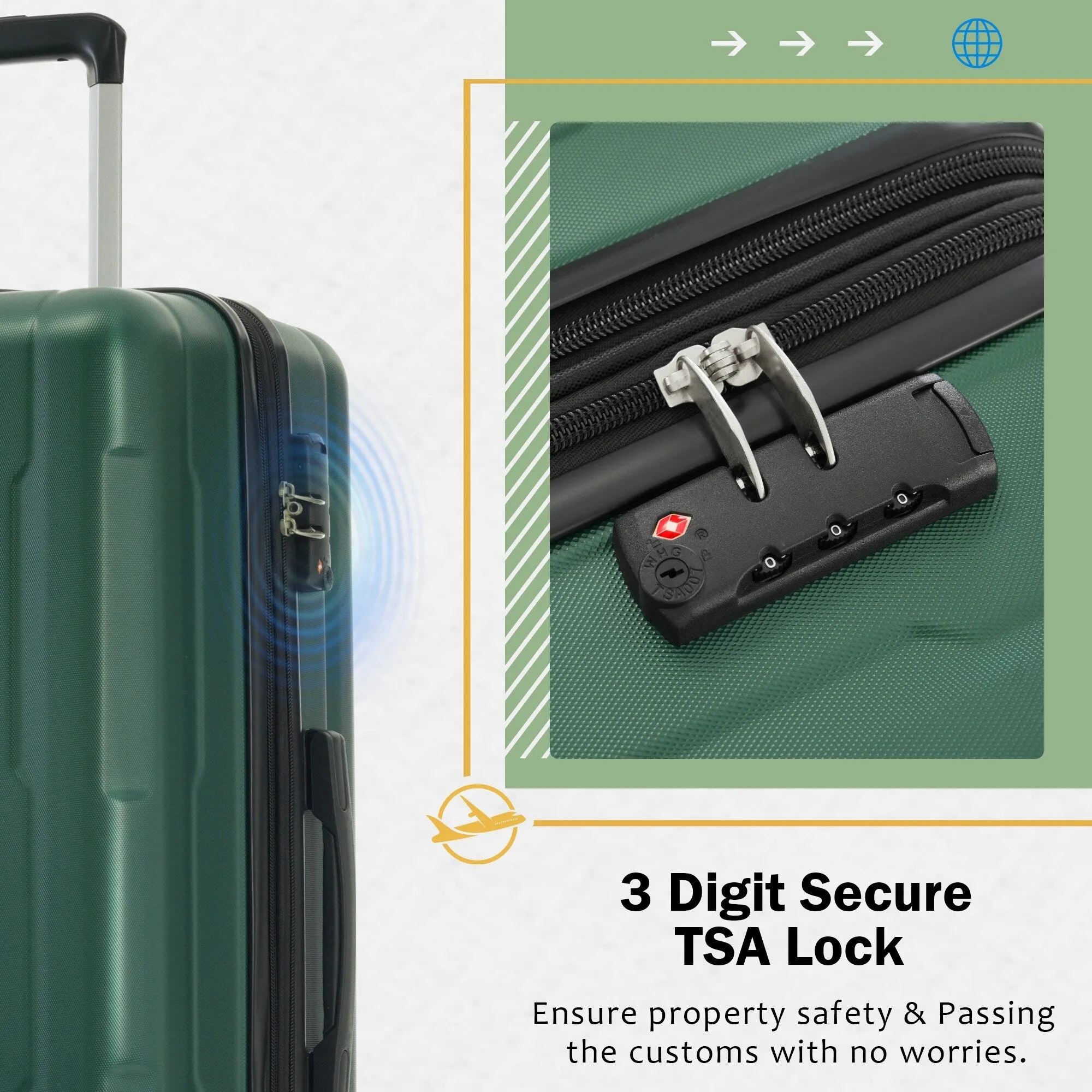 2 Piece Luggage Set with Expandable Bags and TSA Lock, Hardsided Suitcase with 360 Degree Spinner Wheels (20"/28")