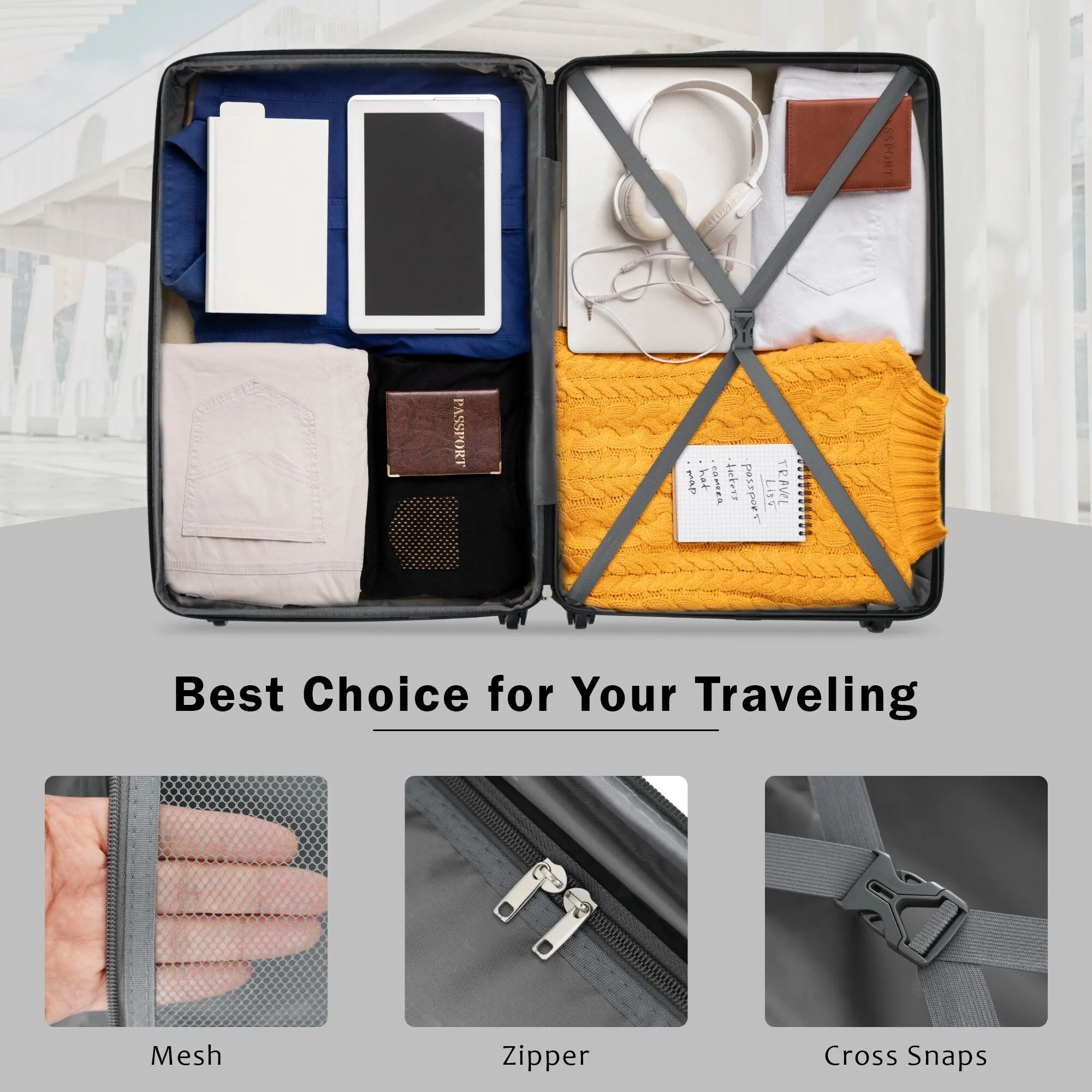 2 Piece Luggage Set with Expandable Bags and TSA Lock, Hardsided Suitcase with 360 Degree Spinner Wheels (20"/28")