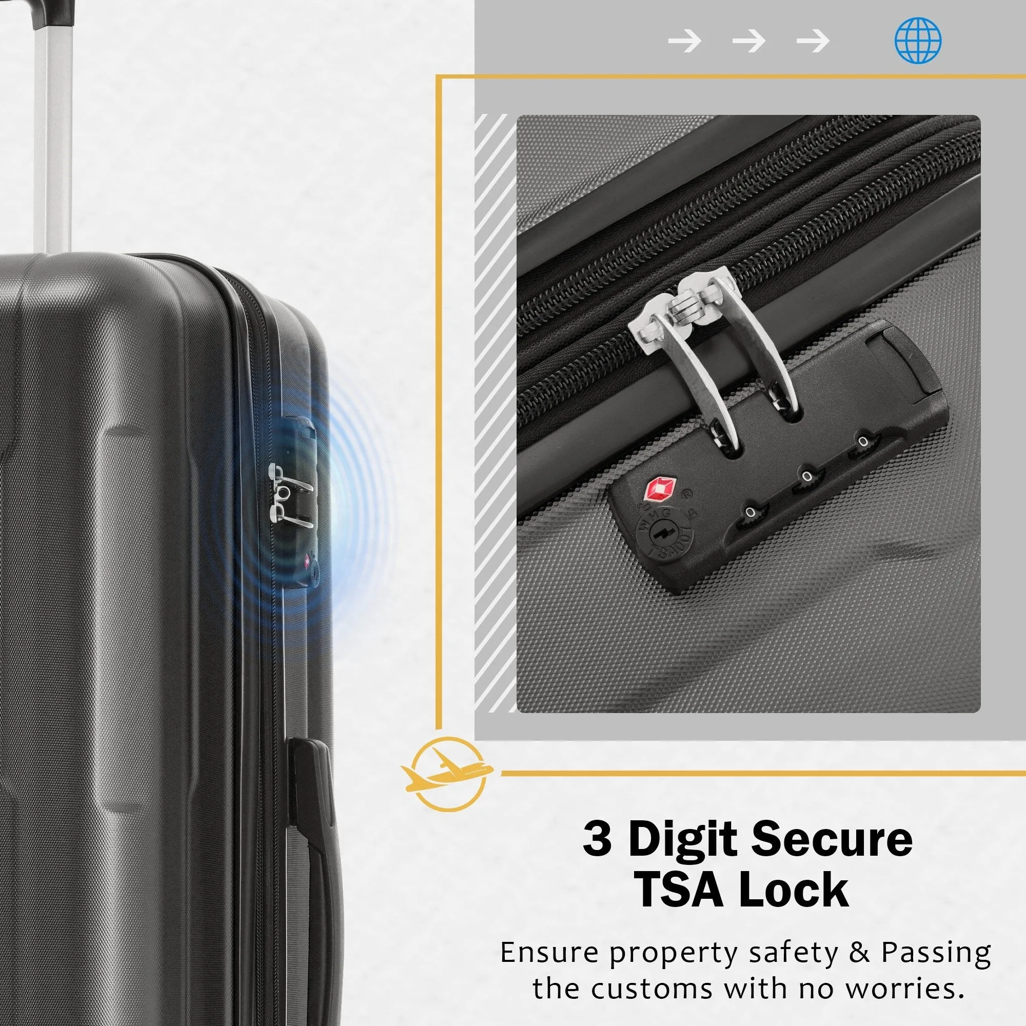 2 Piece Luggage Set with Expandable Bags and TSA Lock, Hardsided Suitcase with 360 Degree Spinner Wheels (20"/28")