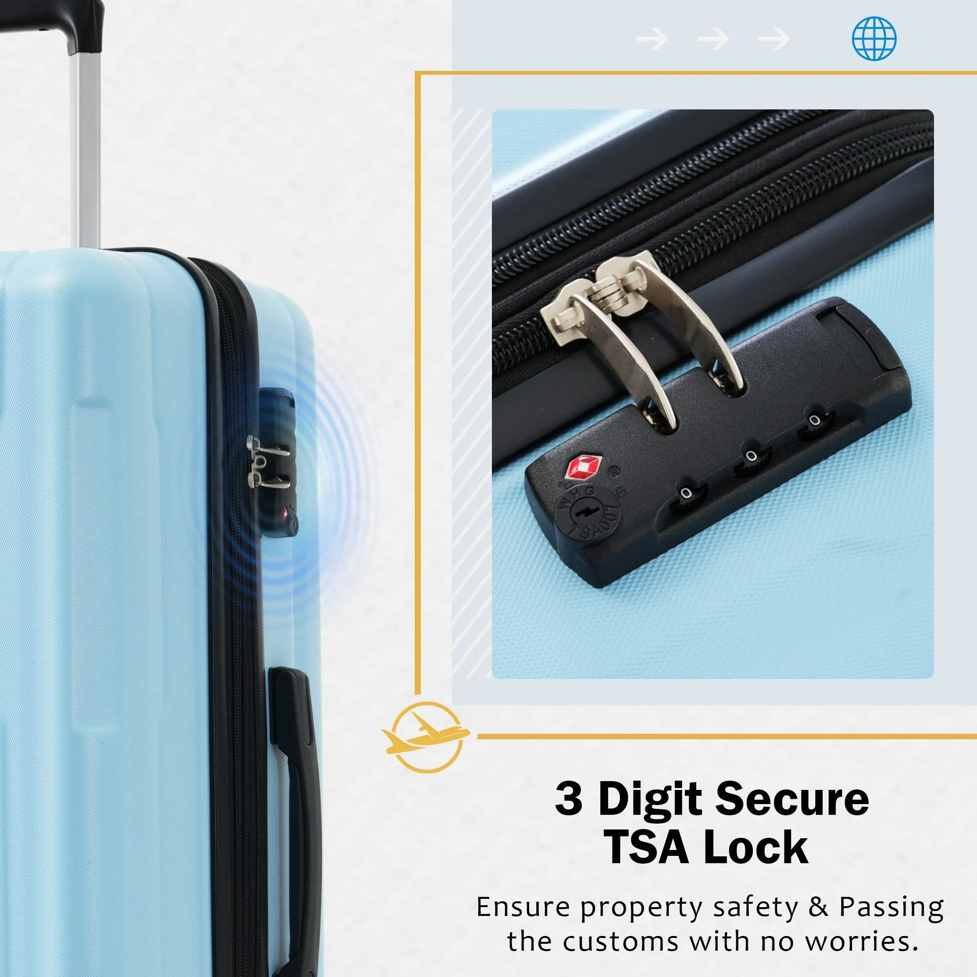 2 Piece Luggage Set with Expandable Bags and TSA Lock, Hardsided Suitcase with 360 Degree Spinner Wheels (20"/28")