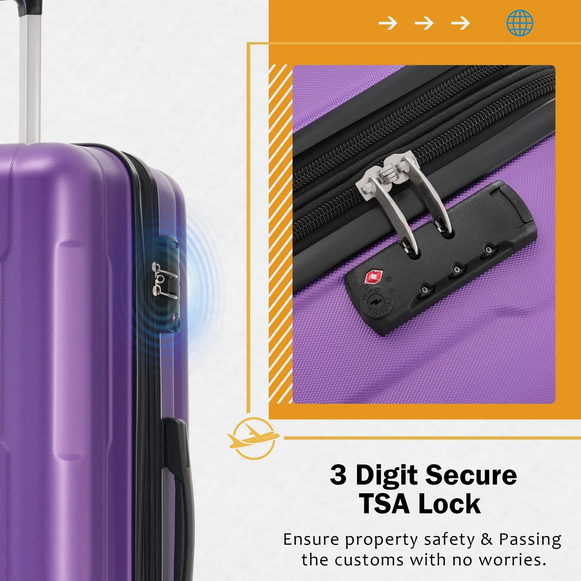 2 Piece Luggage Set with Expandable Bags and TSA Lock, Hardsided Suitcase with 360 Degree Spinner Wheels (20"/28")