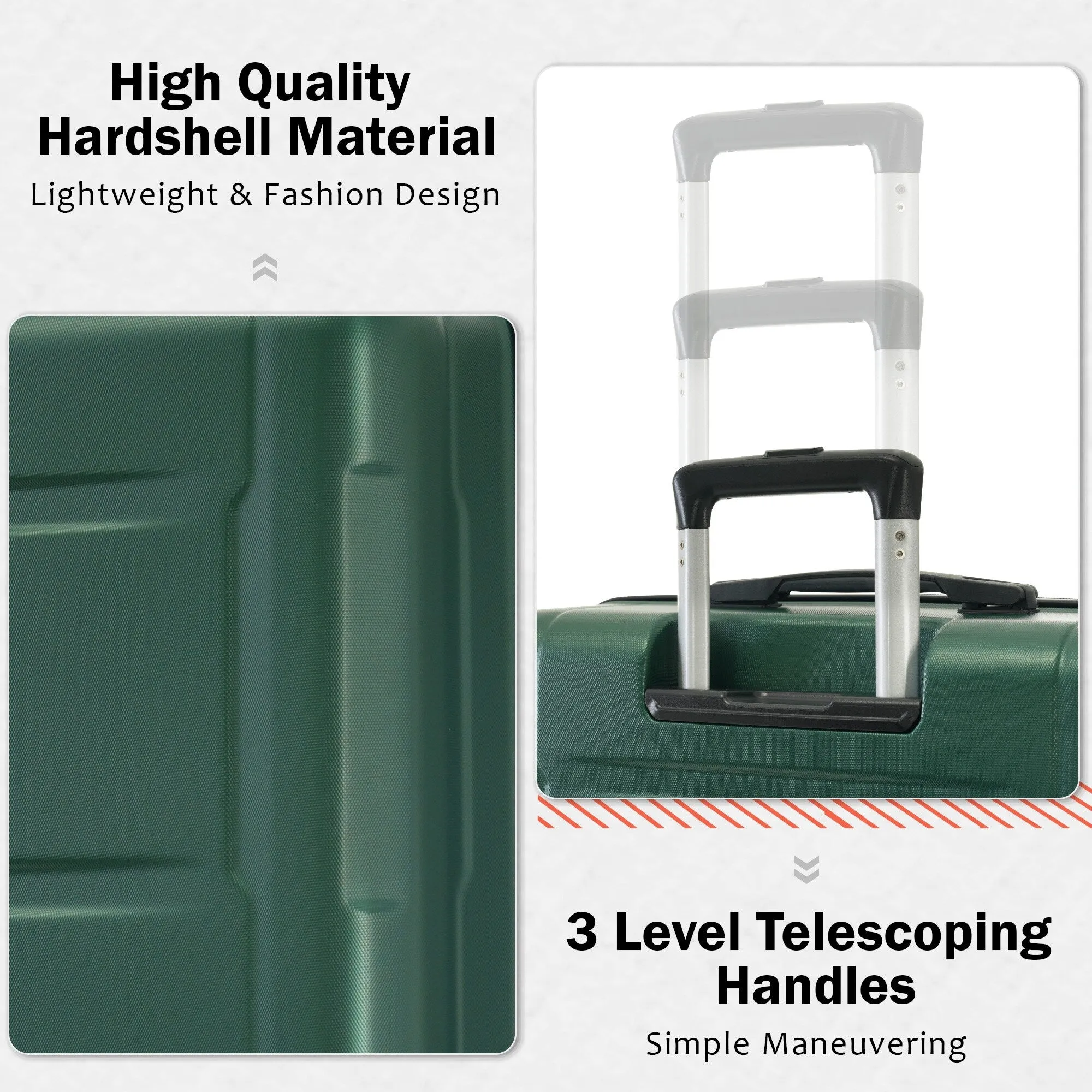2 Piece Luggage Set with Expandable Bags and TSA Lock, Hardsided Suitcase with 360 Degree Spinner Wheels (20"/28")