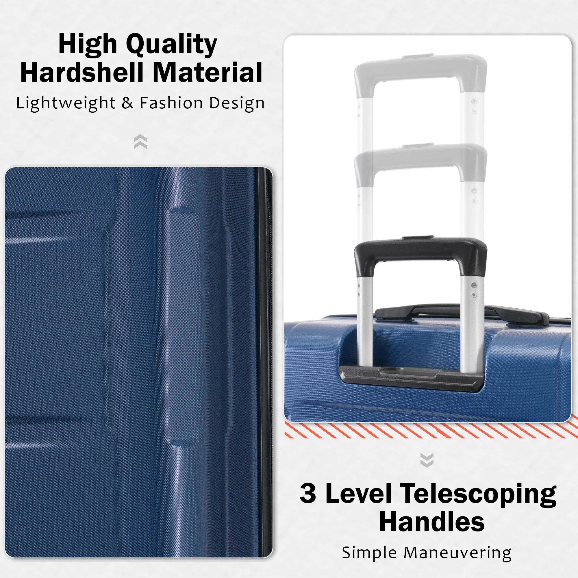 2 Piece Luggage Set with Expandable Bags and TSA Lock, Hardsided Suitcase with 360 Degree Spinner Wheels (20"/28")