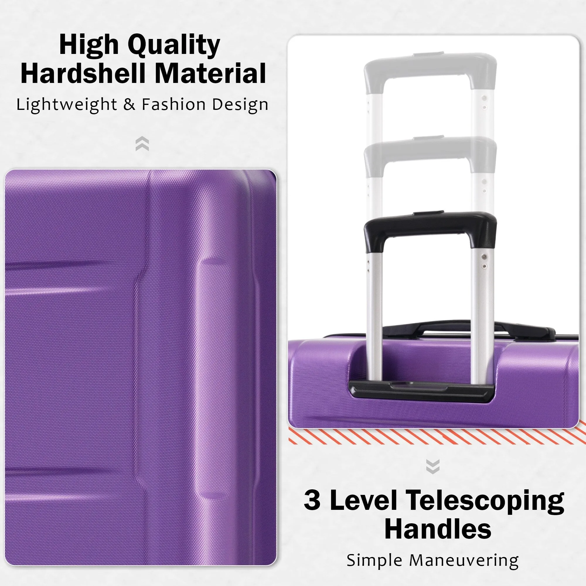 2 Piece Luggage Set with Expandable Bags and TSA Lock, Hardsided Suitcase with 360 Degree Spinner Wheels (20"/28")