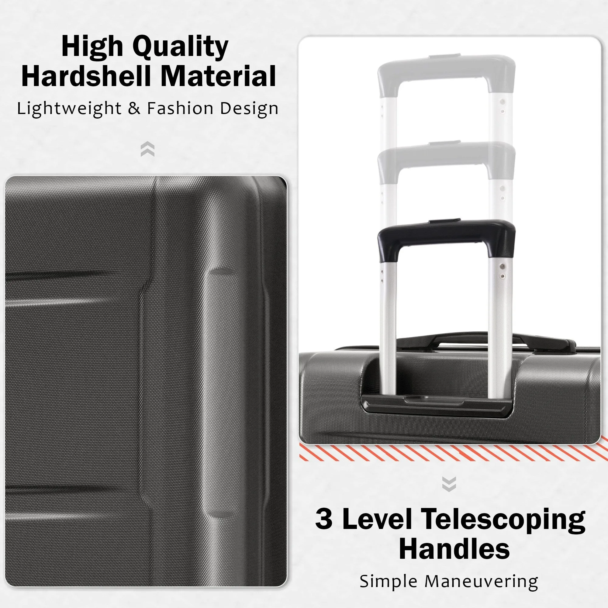 2 Piece Luggage Set with Expandable Bags and TSA Lock, Hardsided Suitcase with 360 Degree Spinner Wheels (20"/28")