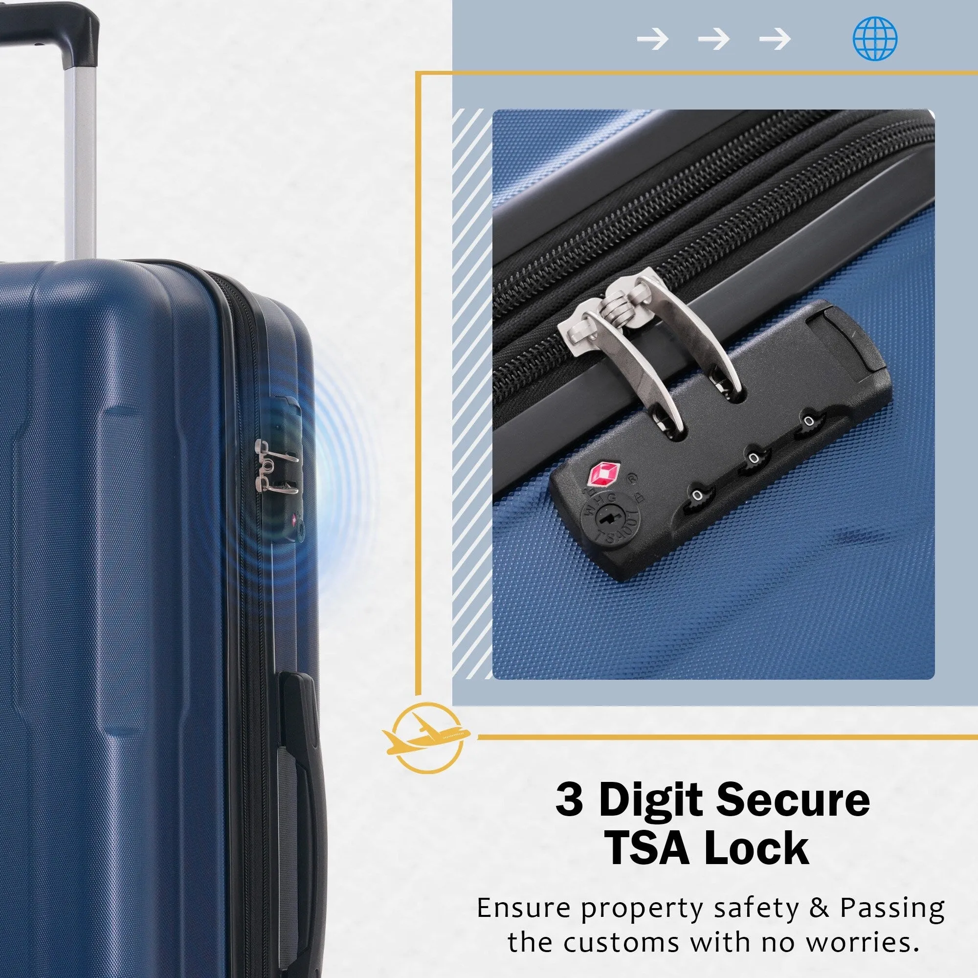 2 Piece Luggage Set with Expandable Bags and TSA Lock, Hardsided Suitcase with 360 Degree Spinner Wheels (20"/28")