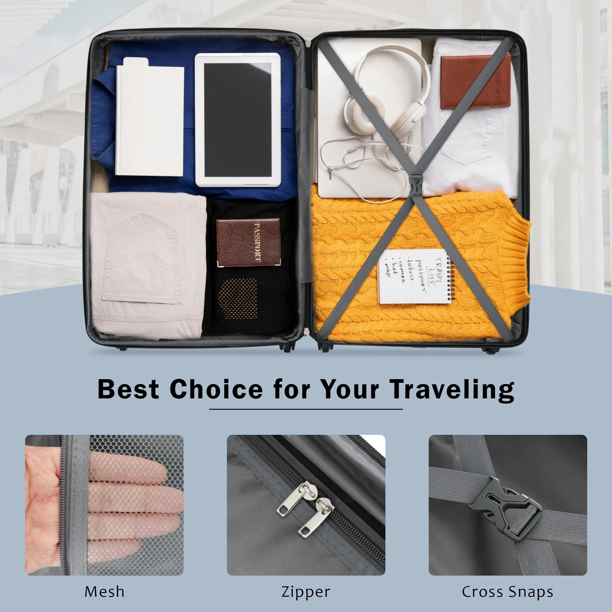 2 Piece Luggage Set with Expandable Bags and TSA Lock, Hardsided Suitcase with 360 Degree Spinner Wheels (20"/28")