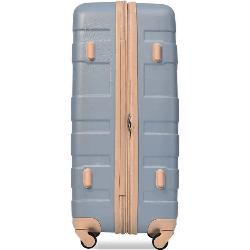 2-Piece Trunk Set, 20-Inch Carry On Universal Wheels Luggage and Expandable Travel Bag, ABS Hard Shell Suitcase Sets
