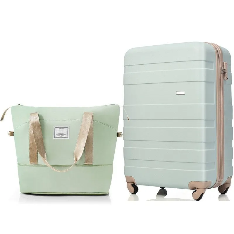 2-Piece Trunk Set, 20-Inch Carry On Universal Wheels Luggage and Expandable Travel Bag, ABS Hard Shell Suitcase Sets