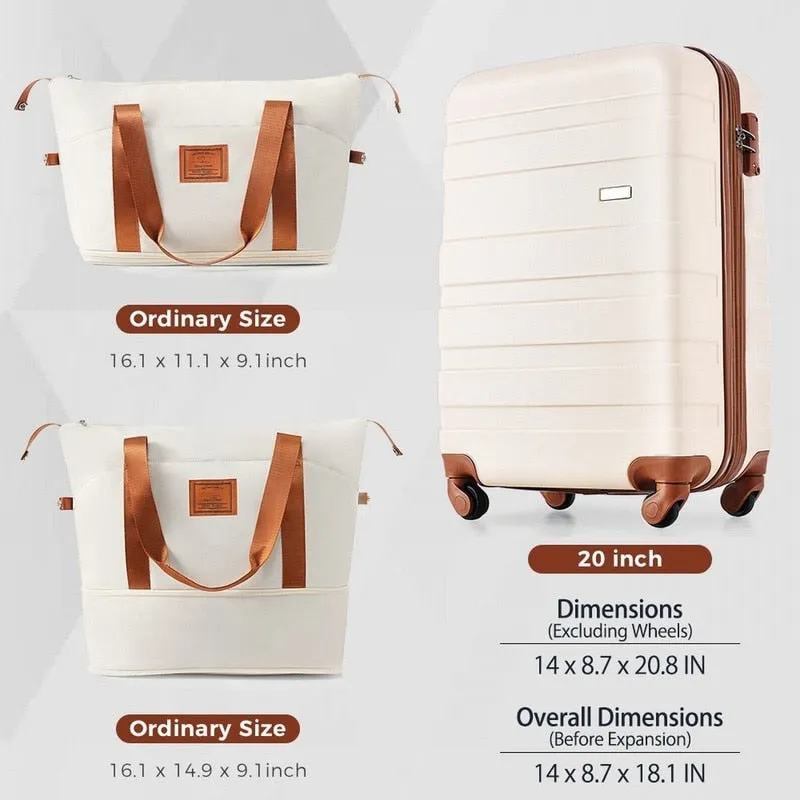 20-Inch Carry-On Luggage with Expandable Travel Bag Set