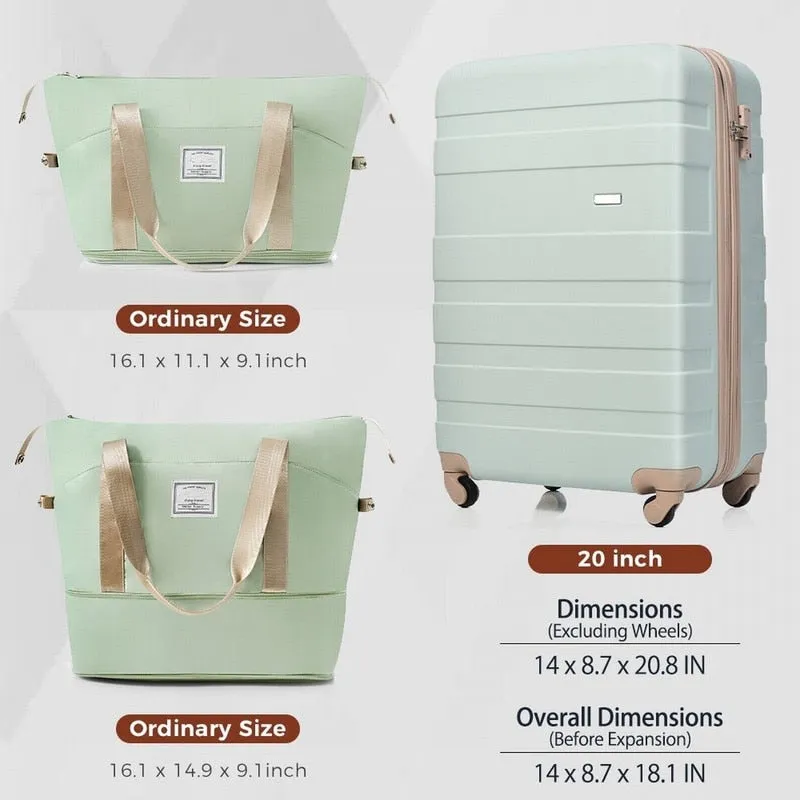 20-Inch Carry-On Luggage with Expandable Travel Bag Set