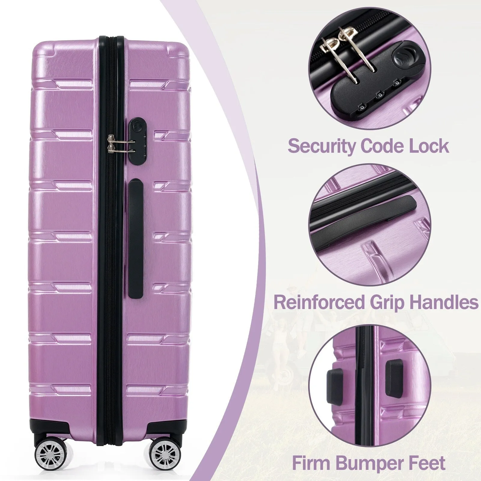 (20/24/28 Inch) Hardshell Luggage Set with Spinner Wheels, 3 Piece