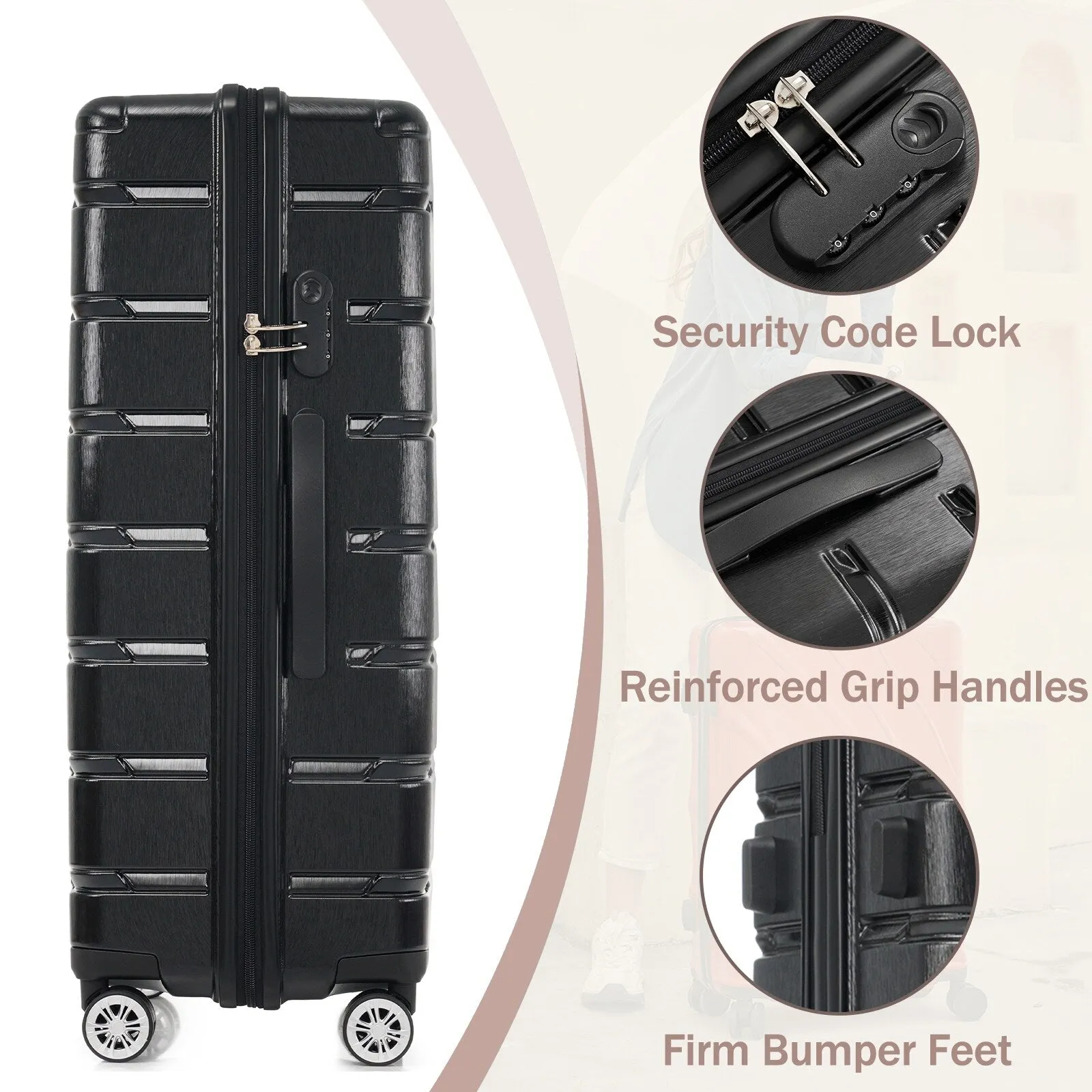 (20/24/28 Inch) Hardshell Luggage Set with Spinner Wheels, 3 Piece