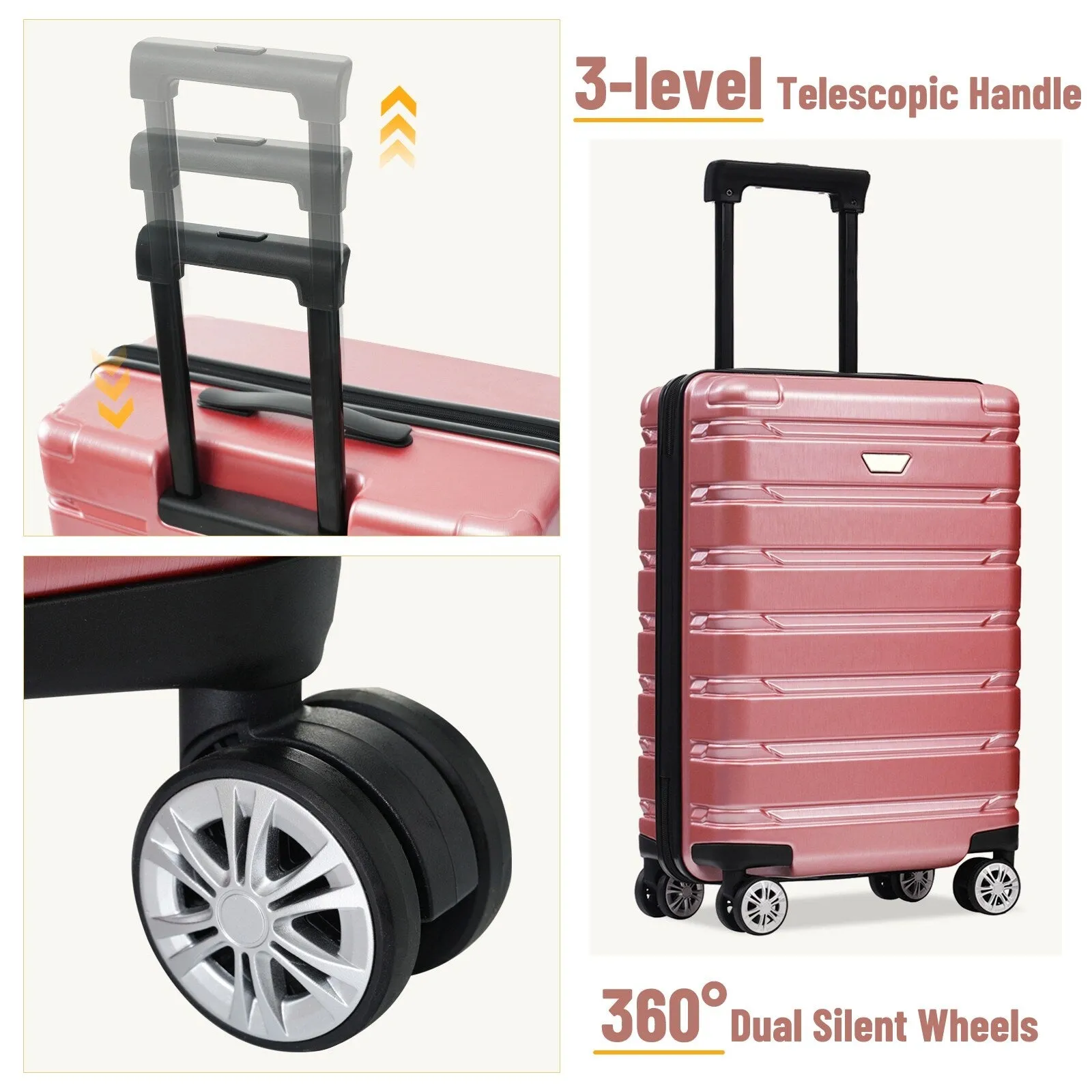 (20/24/28 Inch) Hardshell Luggage Set with Spinner Wheels, 3 Piece