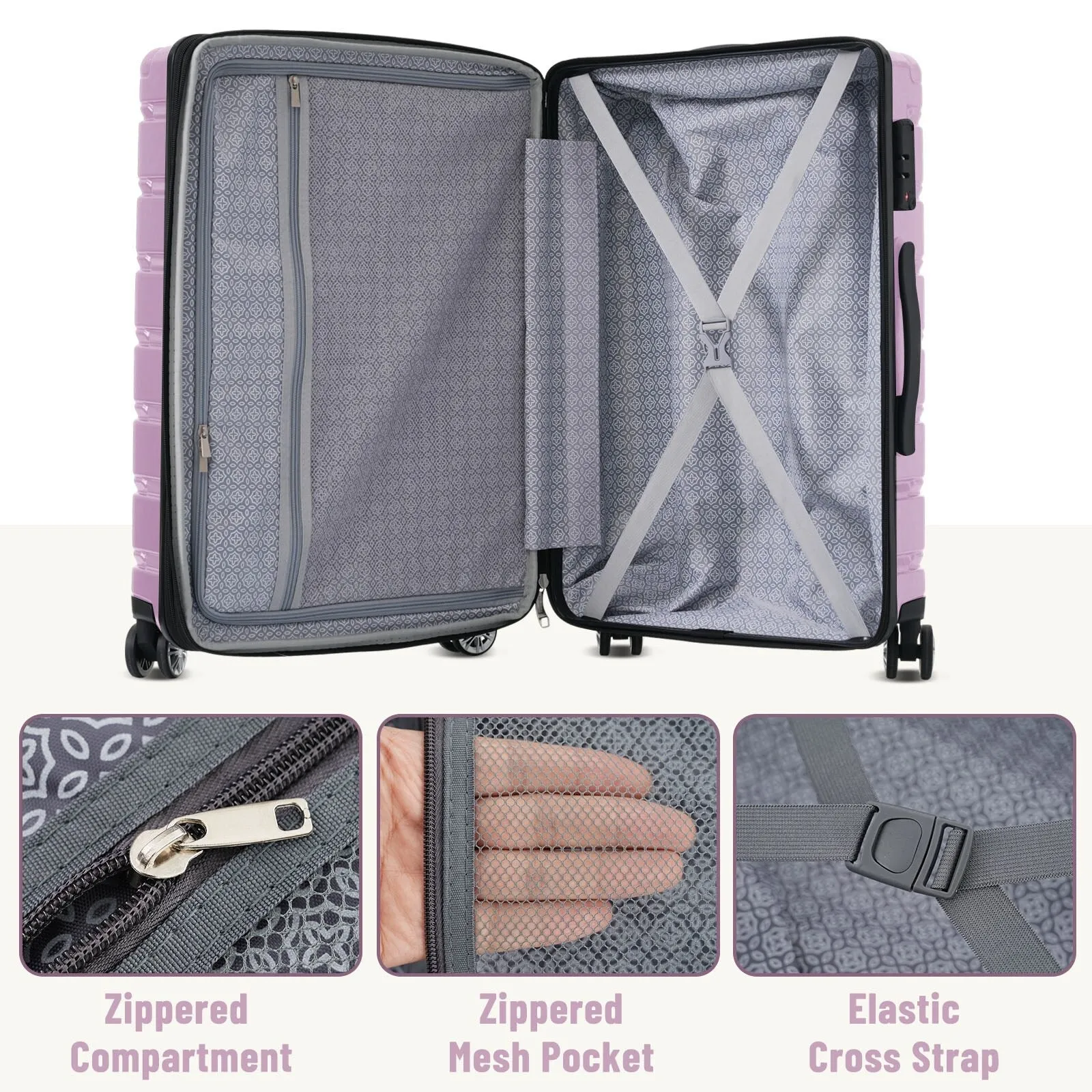 (20/24/28 Inch) Hardshell Luggage Set with Spinner Wheels, 3 Piece