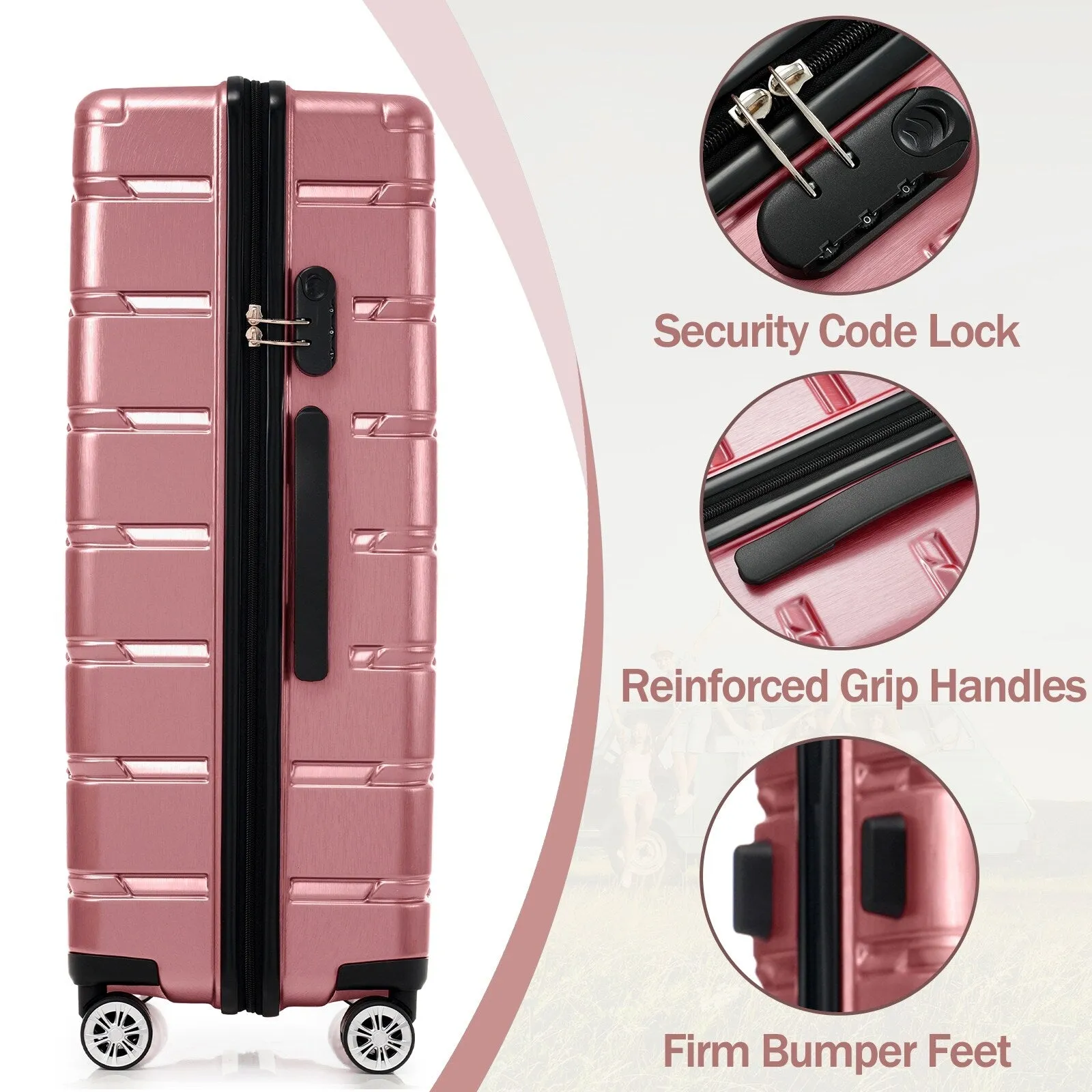 (20/24/28 Inch) Hardshell Luggage Set with Spinner Wheels, 3 Piece