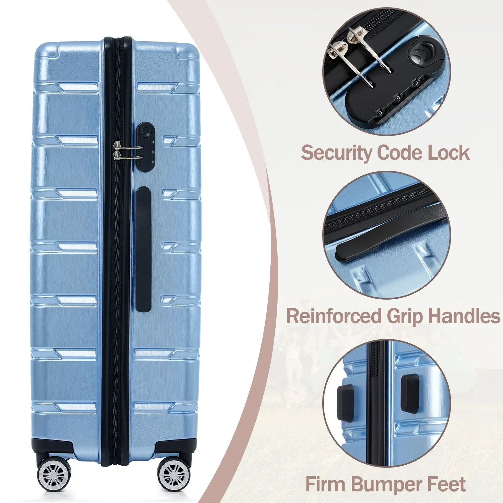 (20/24/28 Inch) Hardshell Luggage Set with Spinner Wheels, 3 Piece