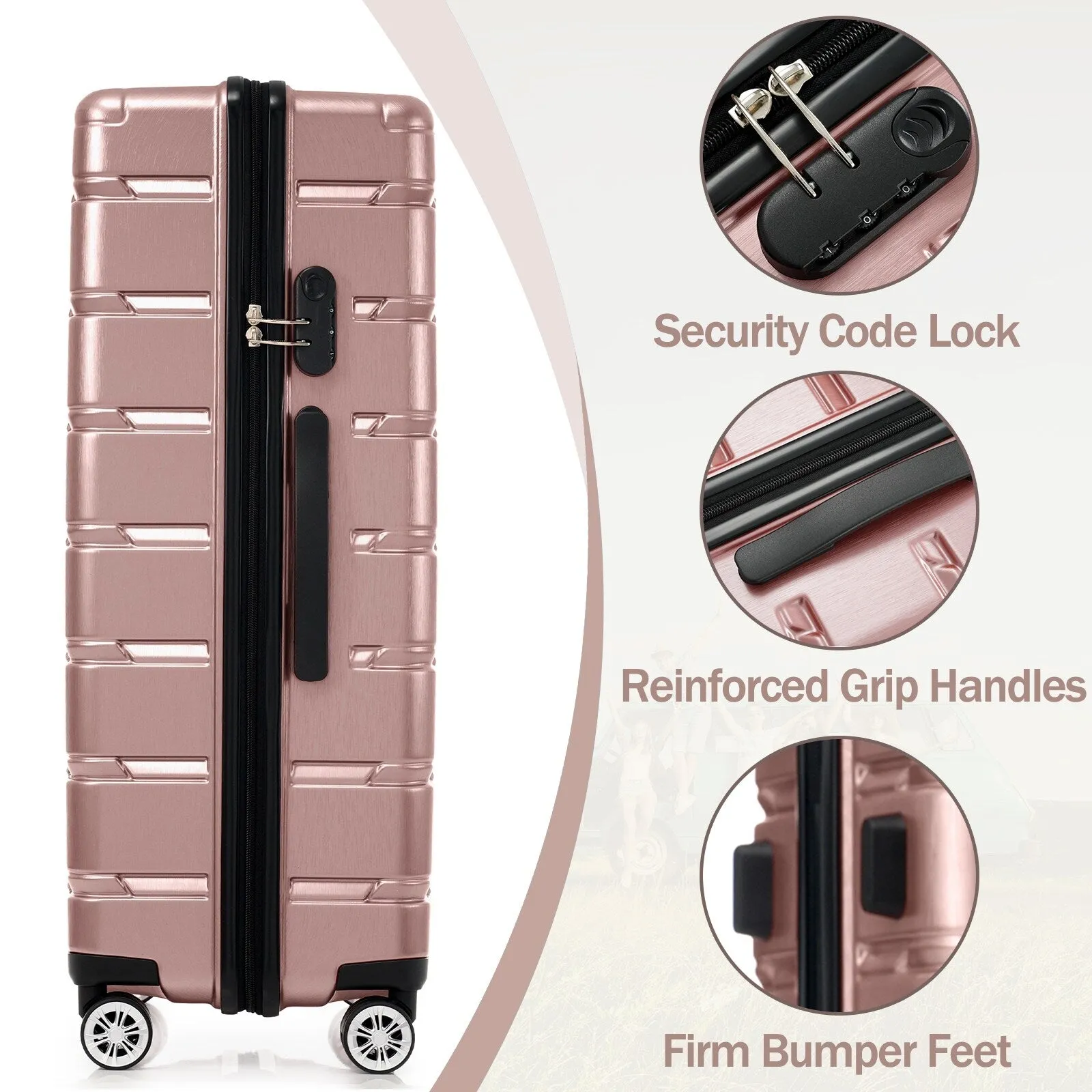 (20/24/28 Inch) Hardshell Luggage Set with Spinner Wheels, 3 Piece