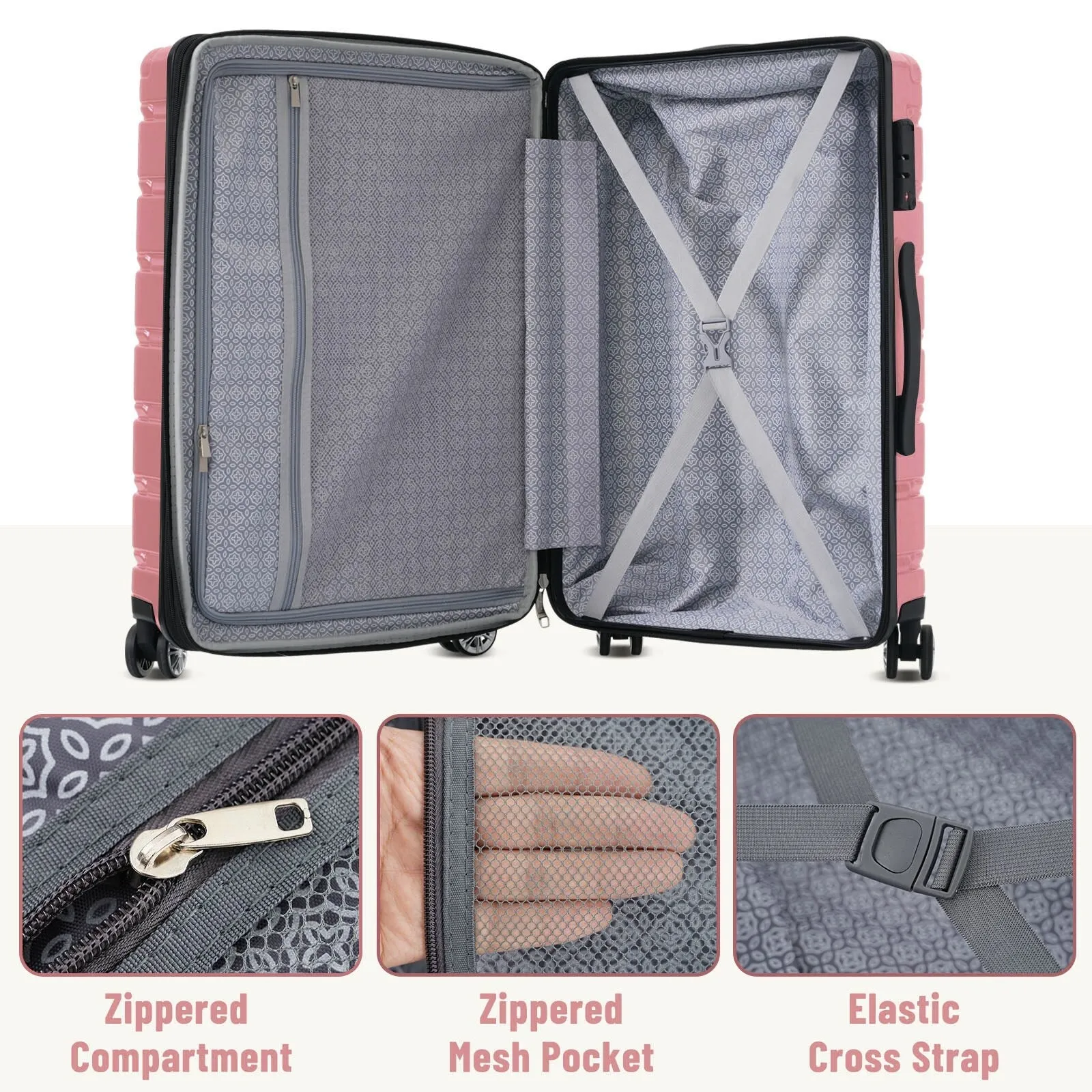(20/24/28 Inch) Hardshell Luggage Set with Spinner Wheels, 3 Piece