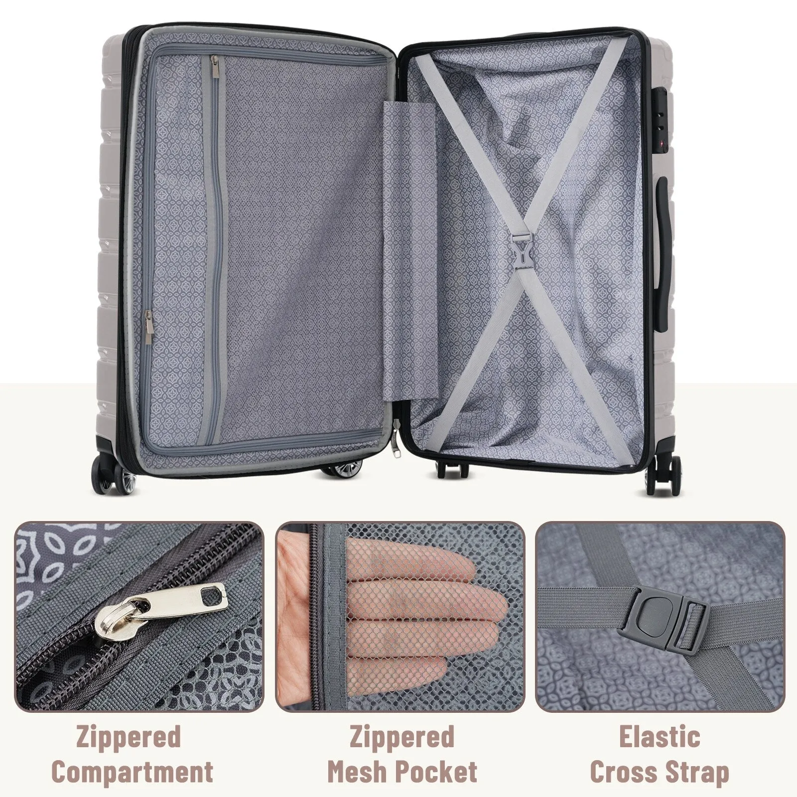 (20/24/28 Inch) Hardshell Luggage Set with Spinner Wheels, 3 Piece