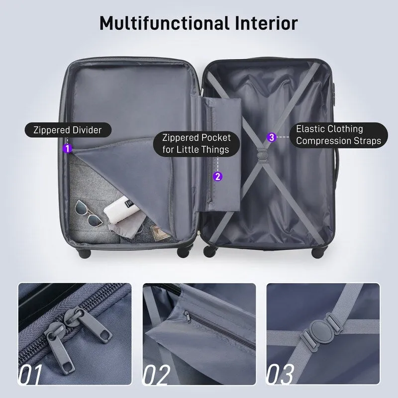 20"   28" Hardshell Luggage Sets 2Pcs   Bag Spinner Suitcase with TSA Lock,Purple