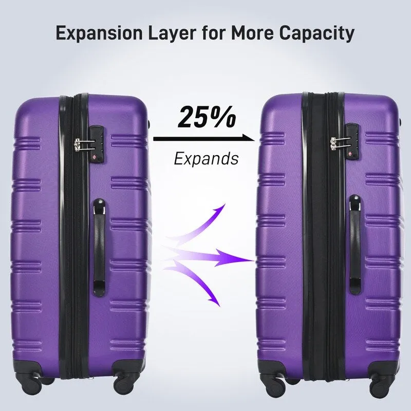 20"   28" Hardshell Luggage Sets 2Pcs   Bag Spinner Suitcase with TSA Lock,Purple