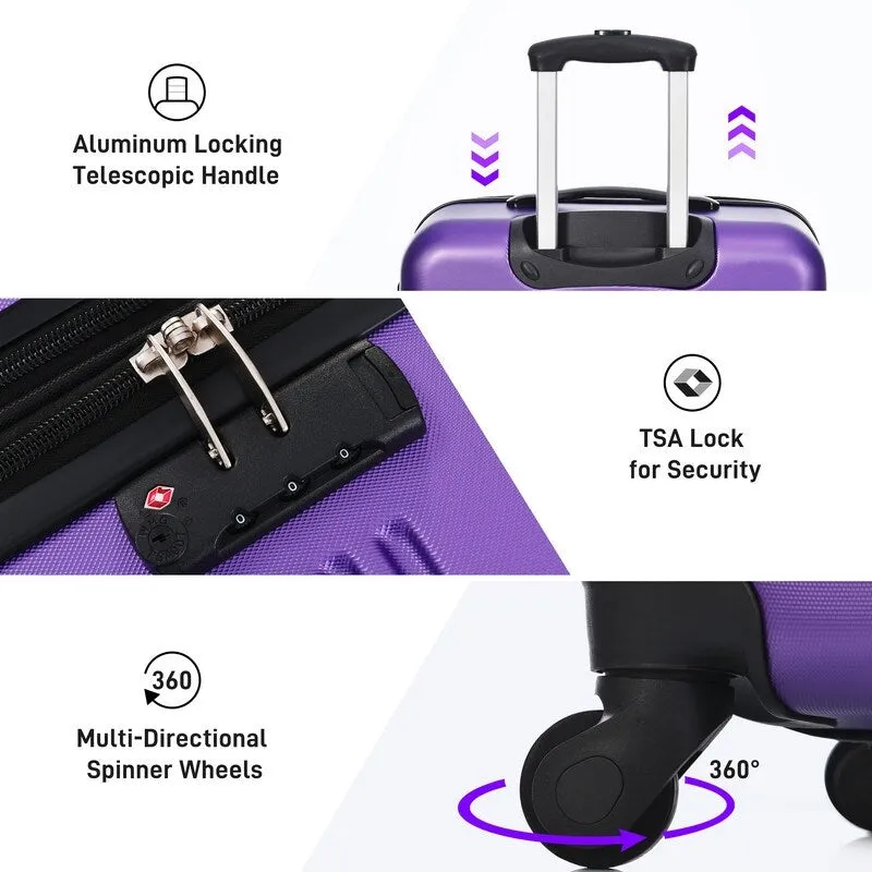 20"   28" Hardshell Luggage Sets 2Pcs   Bag Spinner Suitcase with TSA Lock,Purple