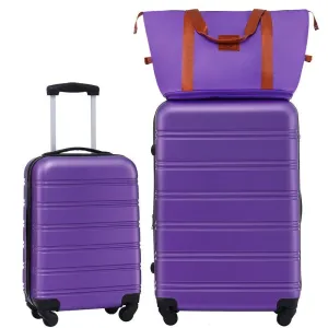 20"   28" Hardshell Luggage Sets 2Pcs   Bag Spinner Suitcase with TSA Lock,Purple