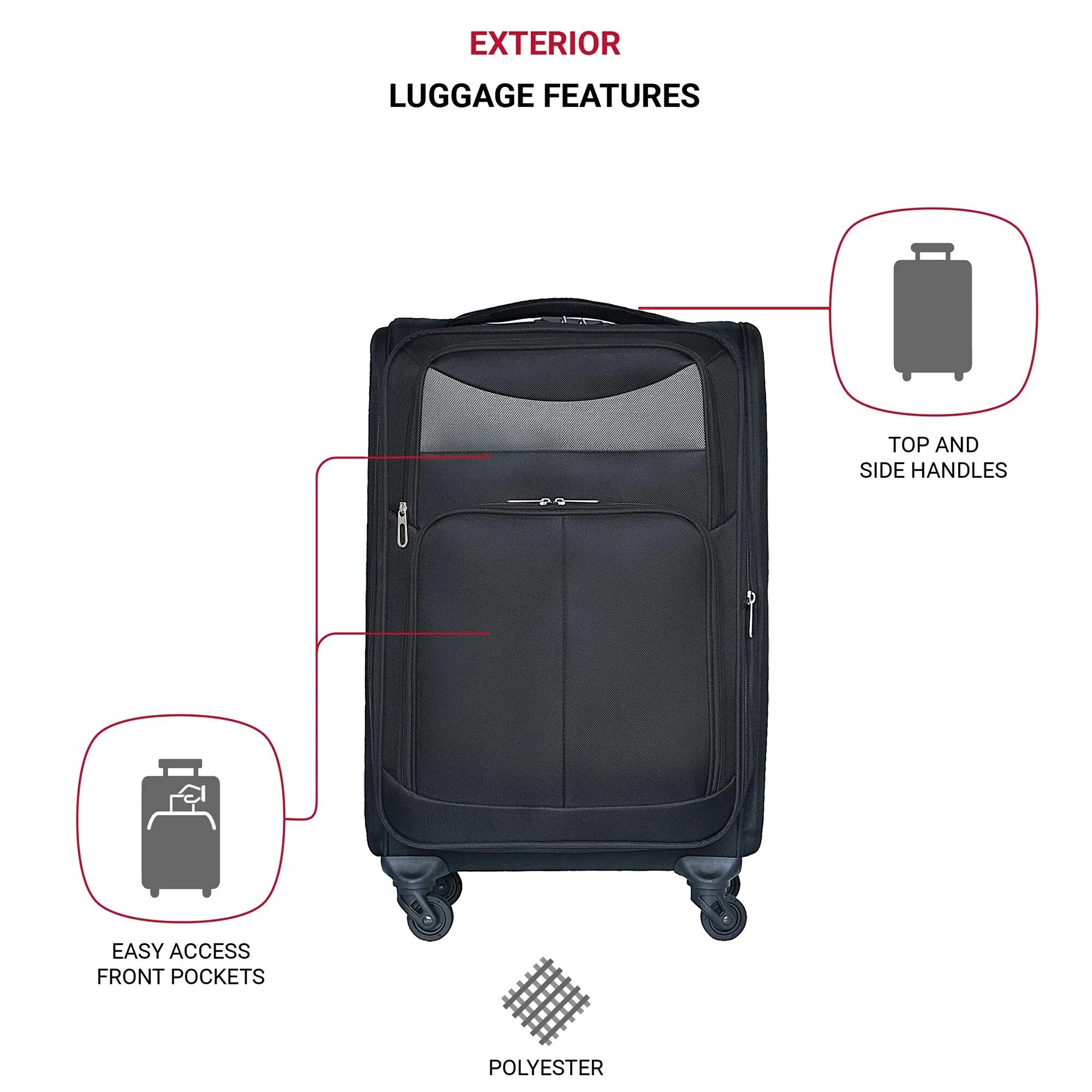 20"/24" Softsided Luggage Set with Universal Wheels & Ergonomic Handle