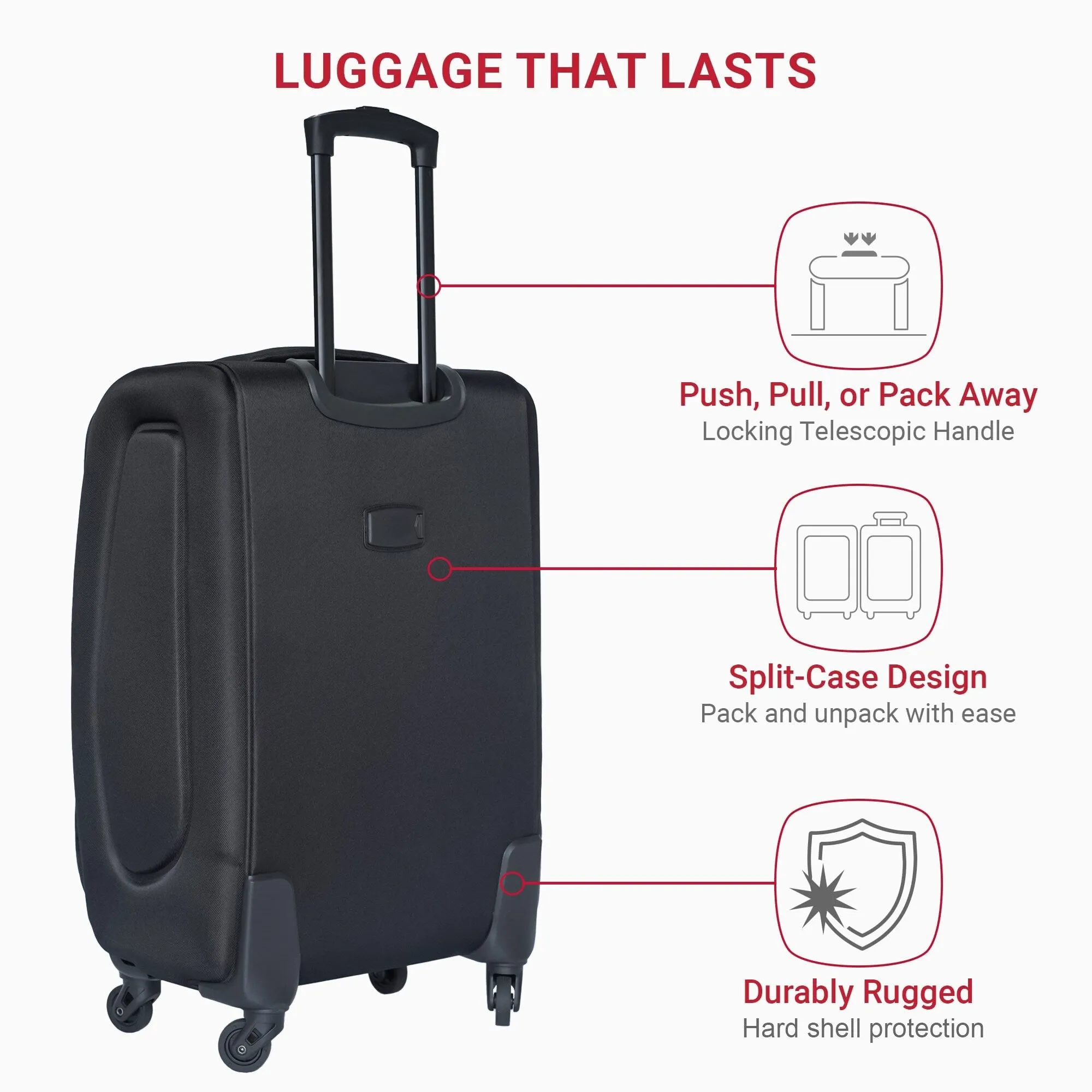 20"/24" Softsided Luggage Set with Universal Wheels & Ergonomic Handle