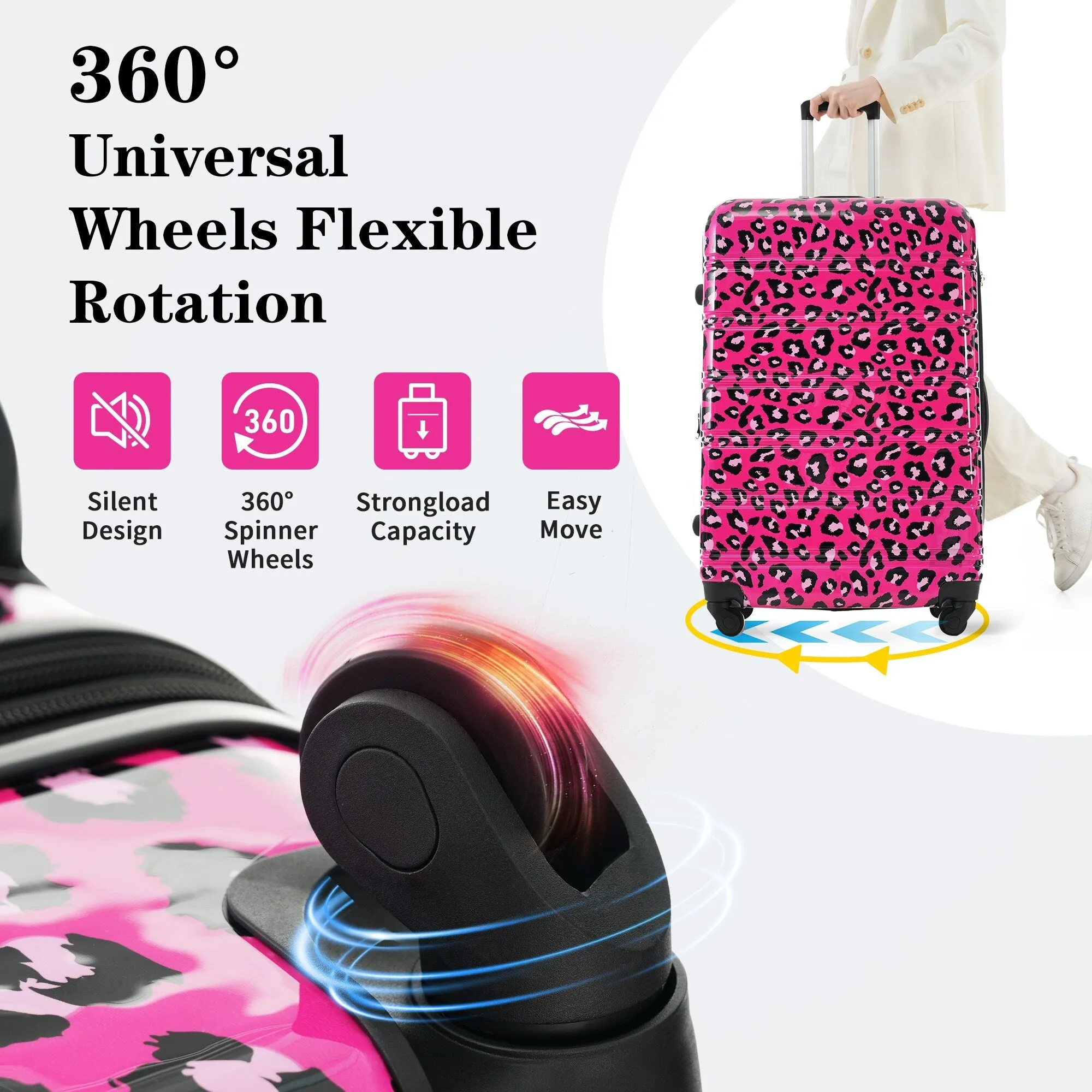 20"/24"/28" Expandable Luggages Sets with TSA Lock & Silicone Handles