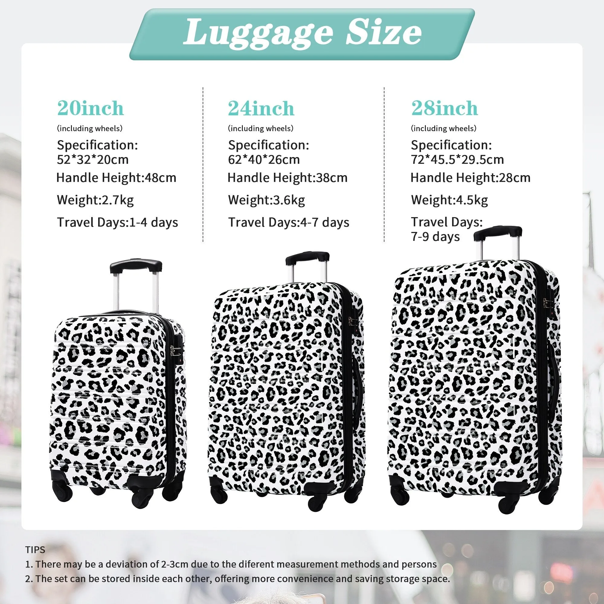 20"/24"/28" Expandable Luggages Sets with TSA Lock & Silicone Handles