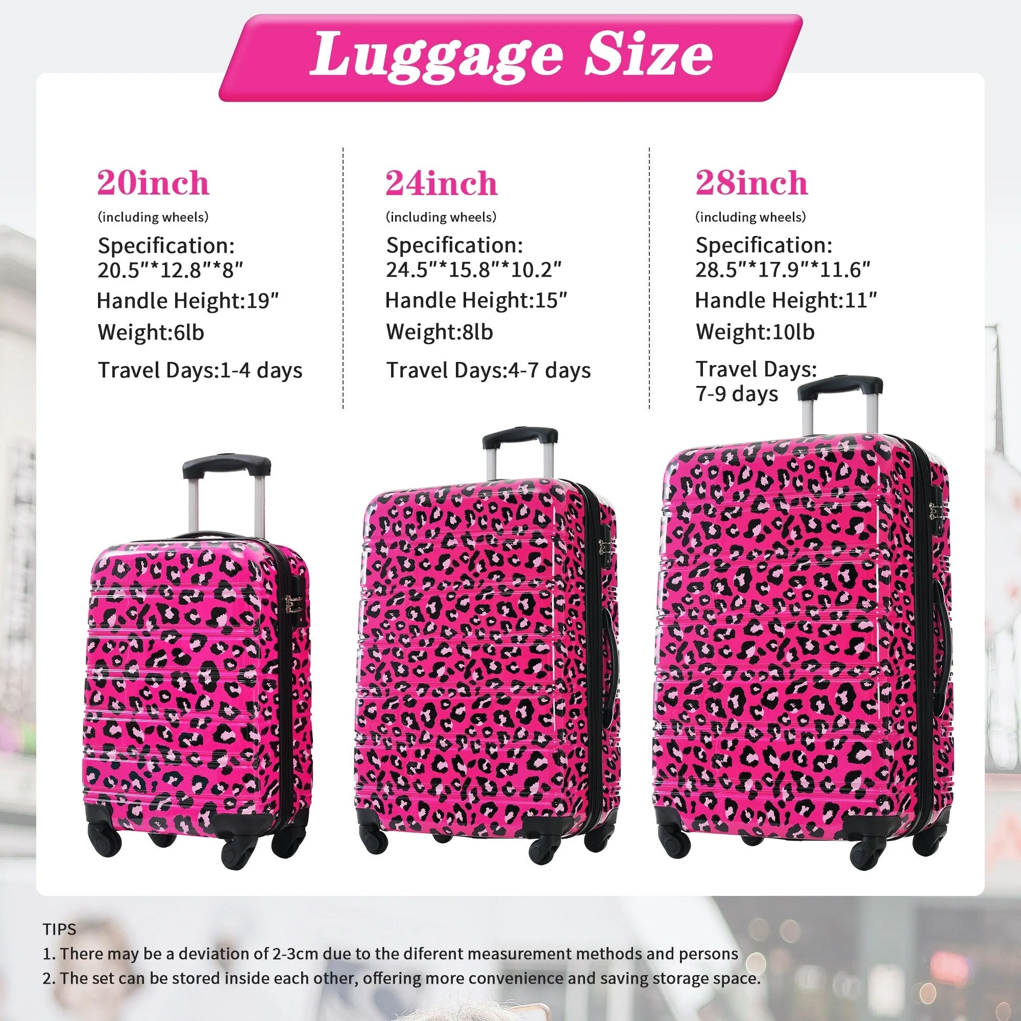 20"/24"/28" Expandable Luggages Sets with TSA Lock & Silicone Handles