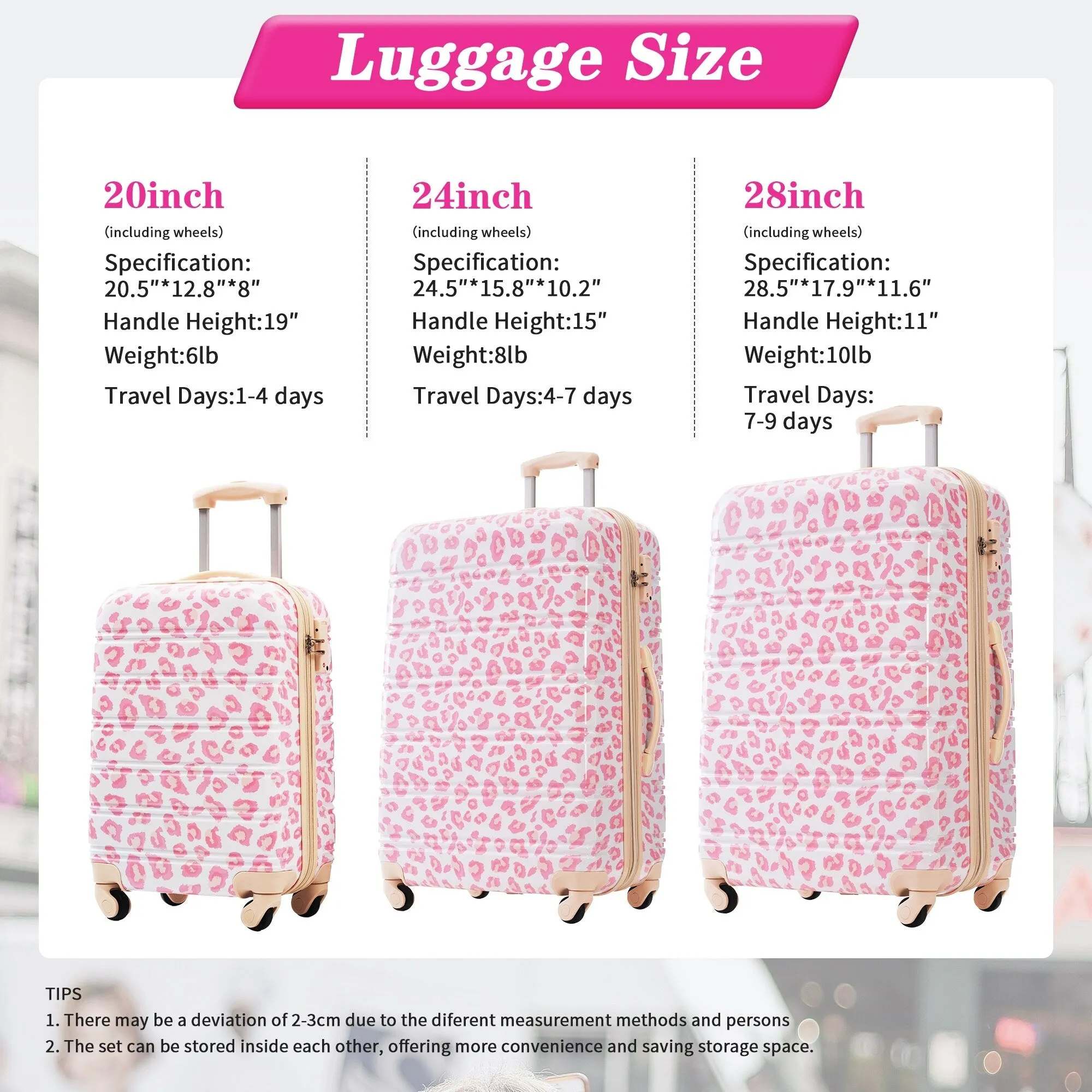 20"/24"/28" Expandable Luggages Sets with TSA Lock & Silicone Handles