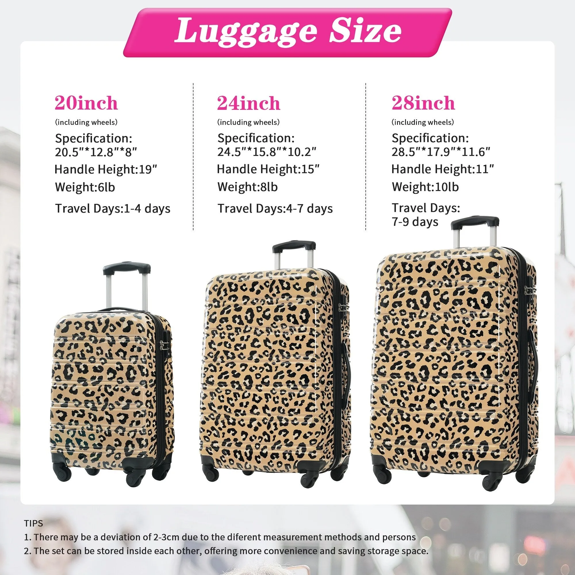 20"/24"/28" Expandable Luggages Sets with TSA Lock & Silicone Handles