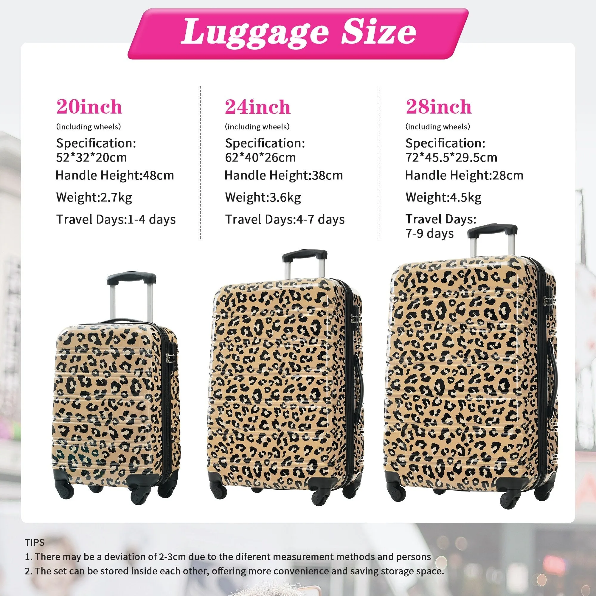 20"/24"/28" Expandable Luggages Sets with TSA Lock & Silicone Handles