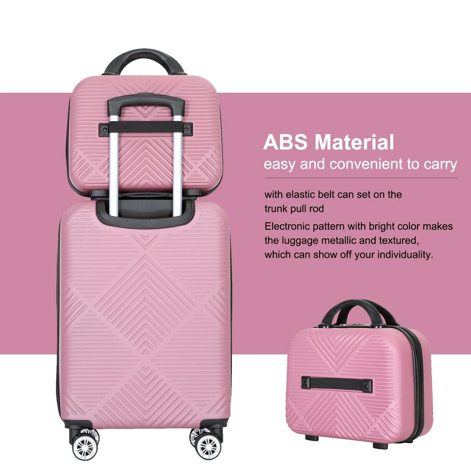 2Piece Luggage Sets ABS Lightweight Suitcase , Spinner Wheels, (20/14)