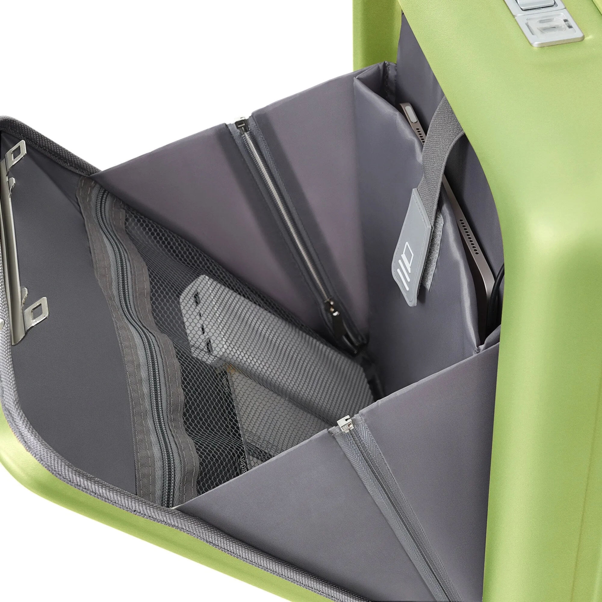 3 Pcs Luggage Set, ABS Hard Shell Front Opening Spinner Luggage with USB Charging Ports, Cup Holder