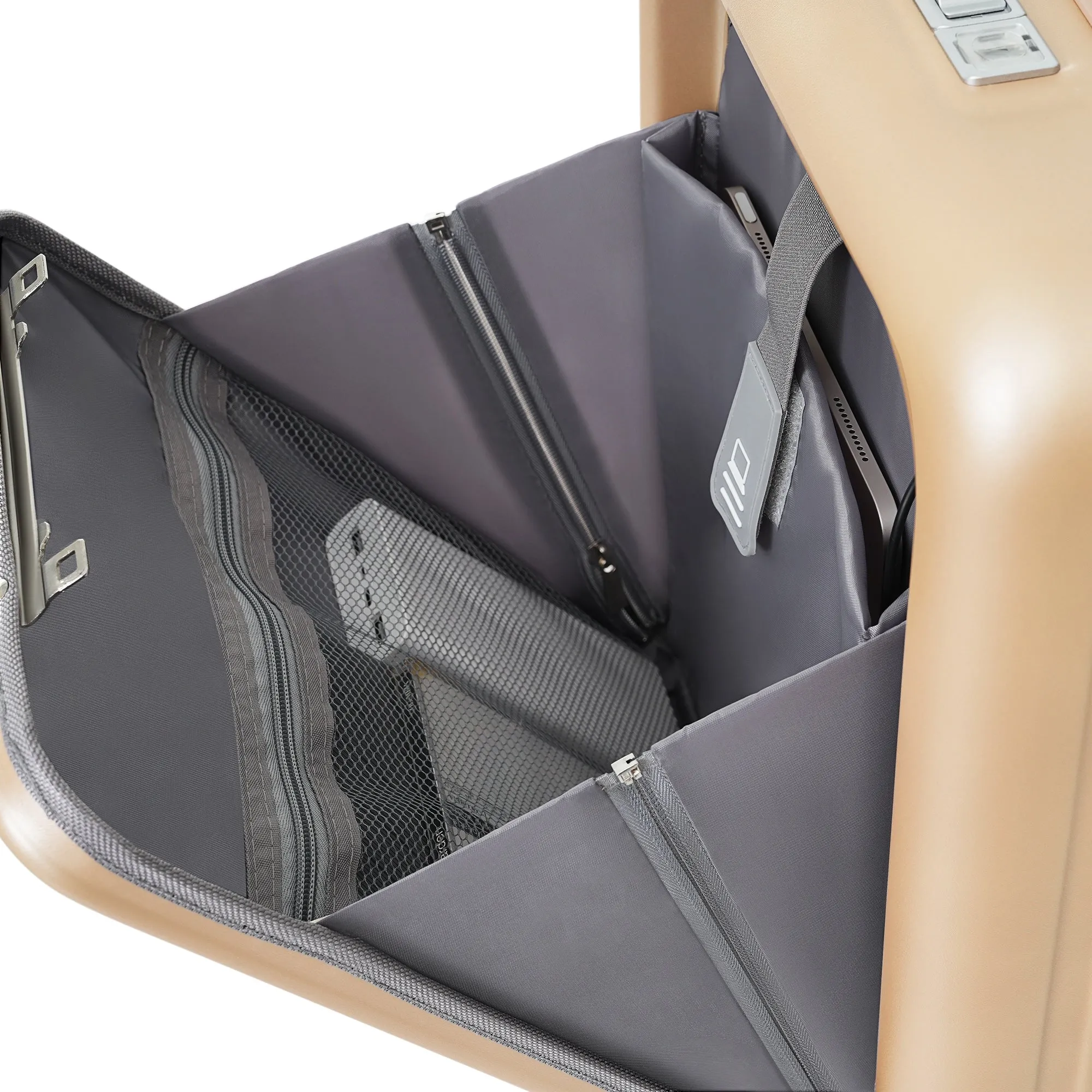 3 Pcs Luggage Set, ABS Hard Shell Front Opening Spinner Luggage with USB Charging Ports, Cup Holder