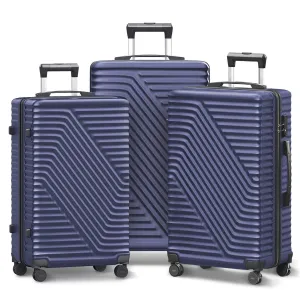 3-Pcs Luggage Sets, ABS Lightweight Suitcase Sets with TSA Lock, Dark Blue