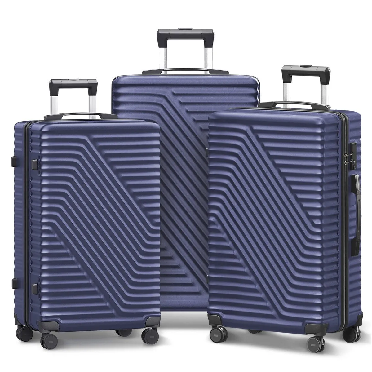 3-Pcs Luggage Sets, ABS Lightweight Suitcase Sets with TSA Lock, Dark Blue