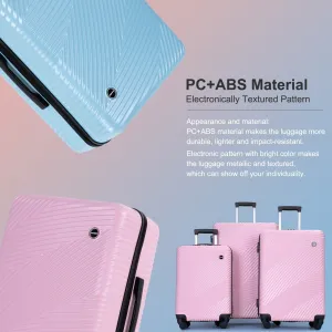 3 Pcs Luggage Sets w/Adjustable Pull Rod and Spinner Wheels & 2 Hooks