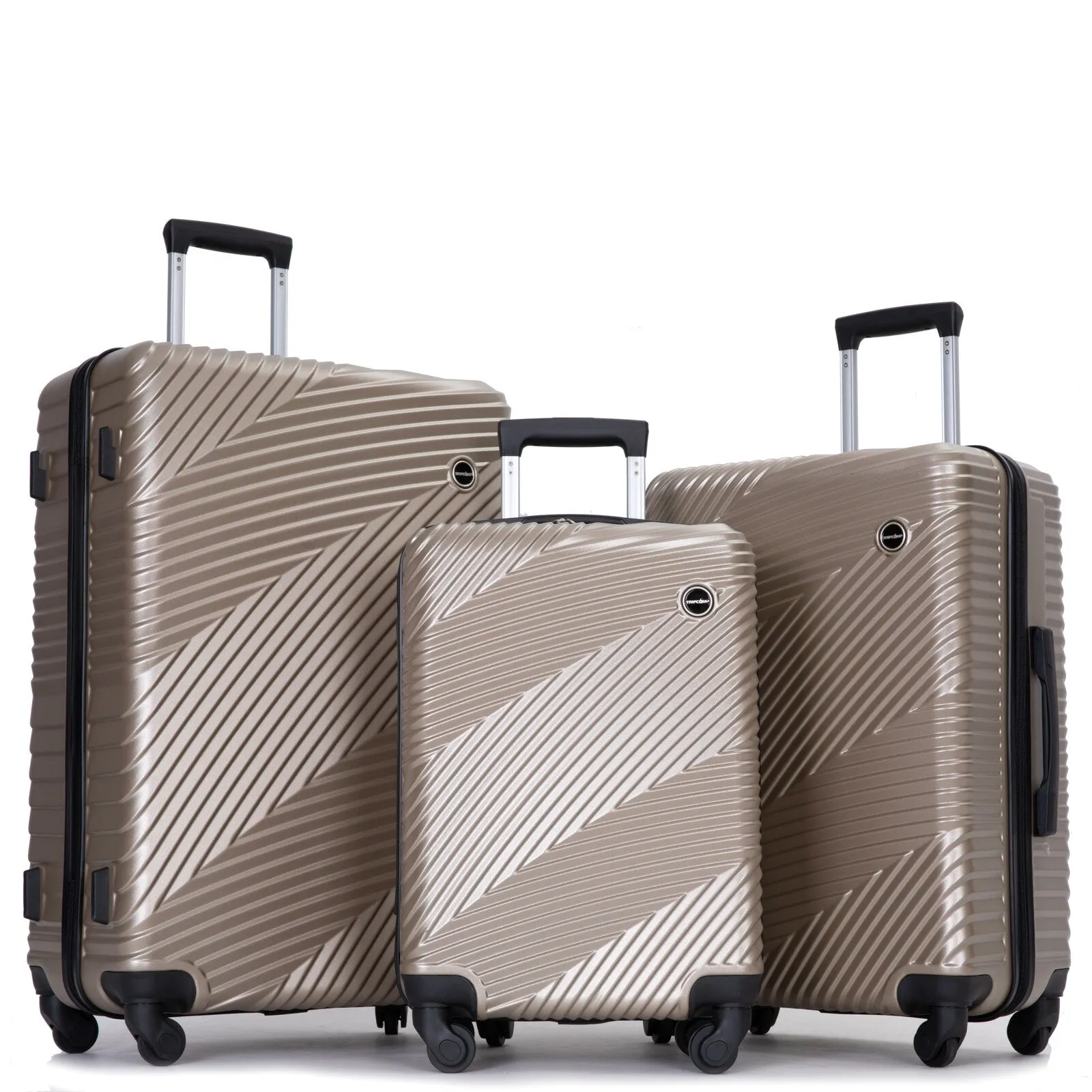 3 Pcs Luggage Sets w/Adjustable Pull Rod and Spinner Wheels & 2 Hooks