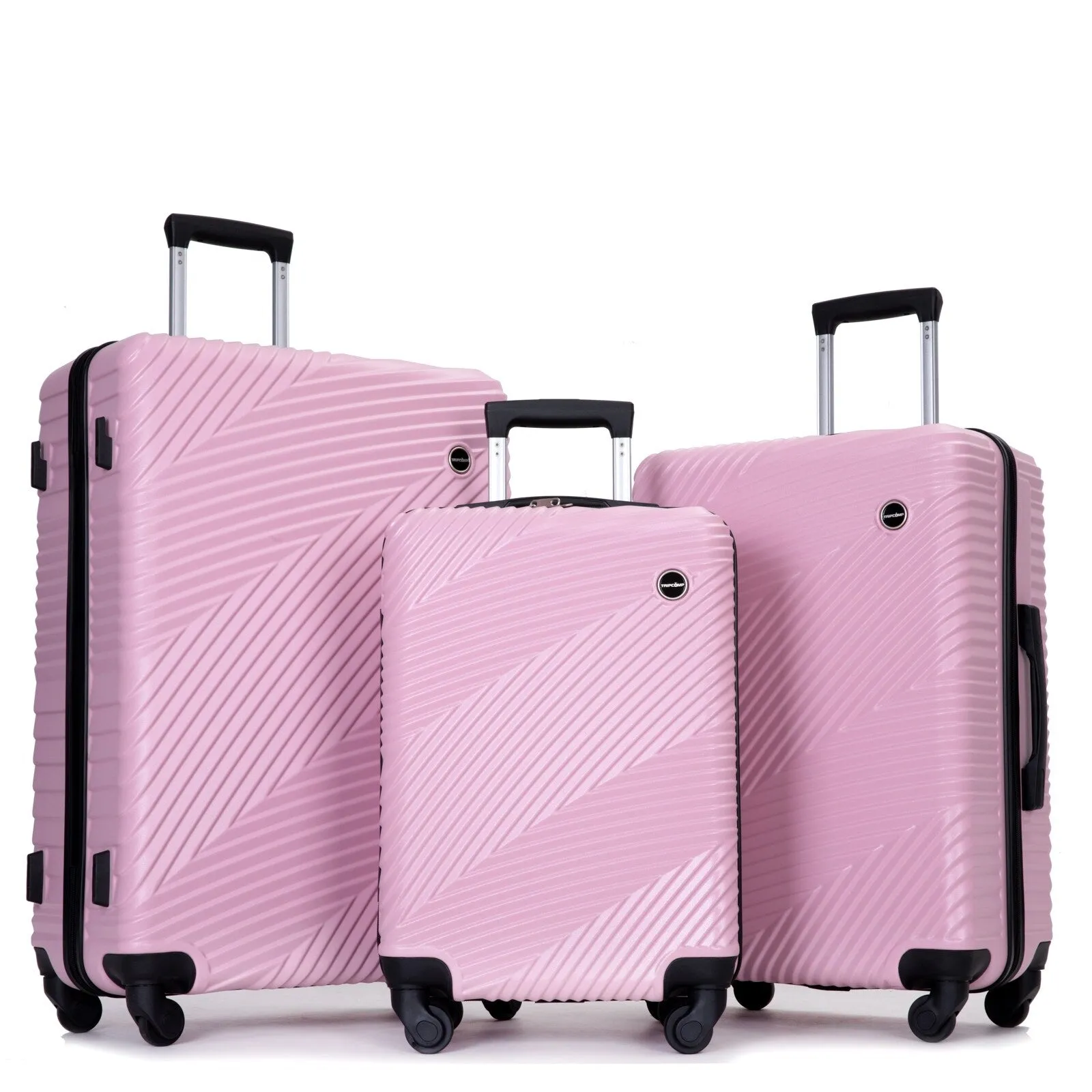 3 Pcs Luggage Sets w/Adjustable Pull Rod and Spinner Wheels & 2 Hooks