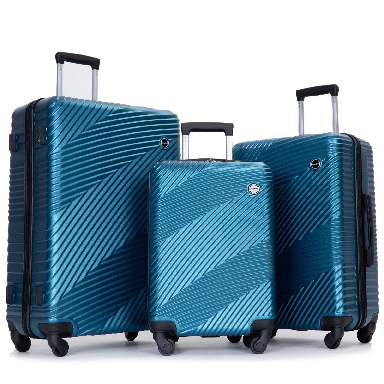 3 Pcs Luggage Sets w/Adjustable Pull Rod and Spinner Wheels & 2 Hooks