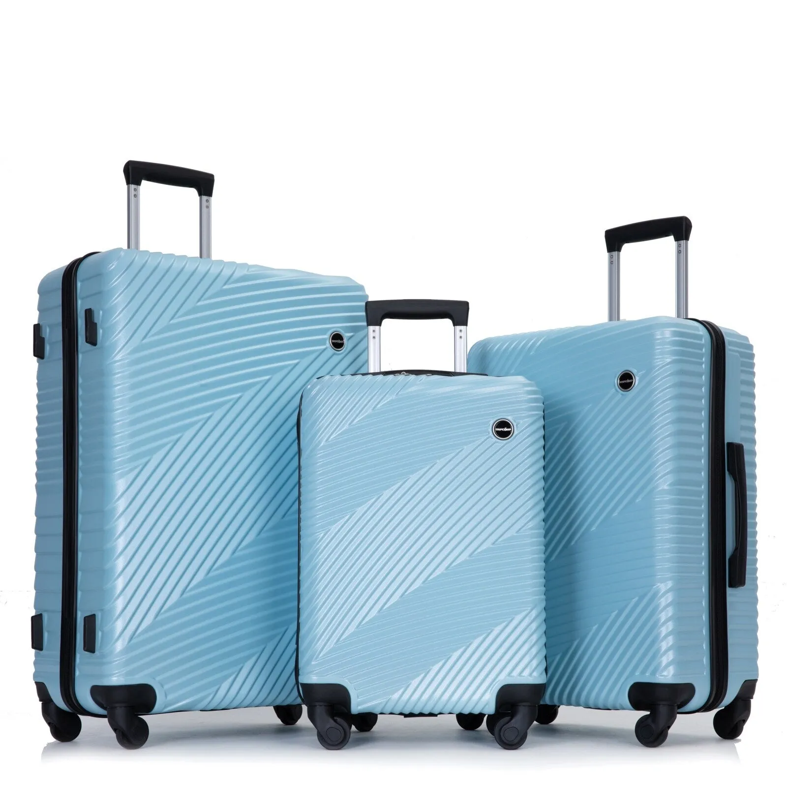 3 Pcs Luggage Sets w/Adjustable Pull Rod and Spinner Wheels & 2 Hooks