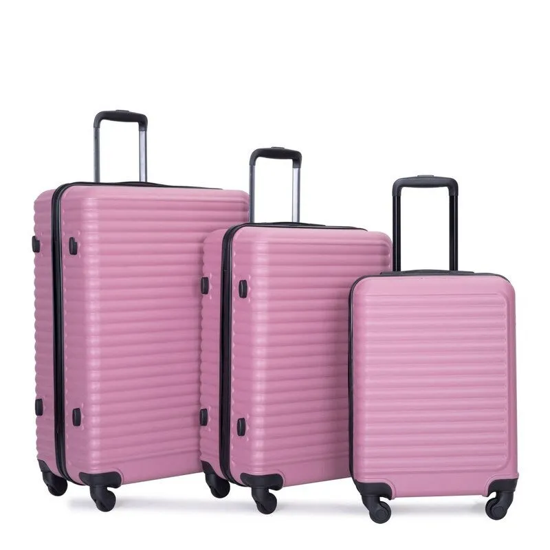 3 Piece ABS Lightweight Suitcase Luggage Sets with Two Hooks,TSA Lock